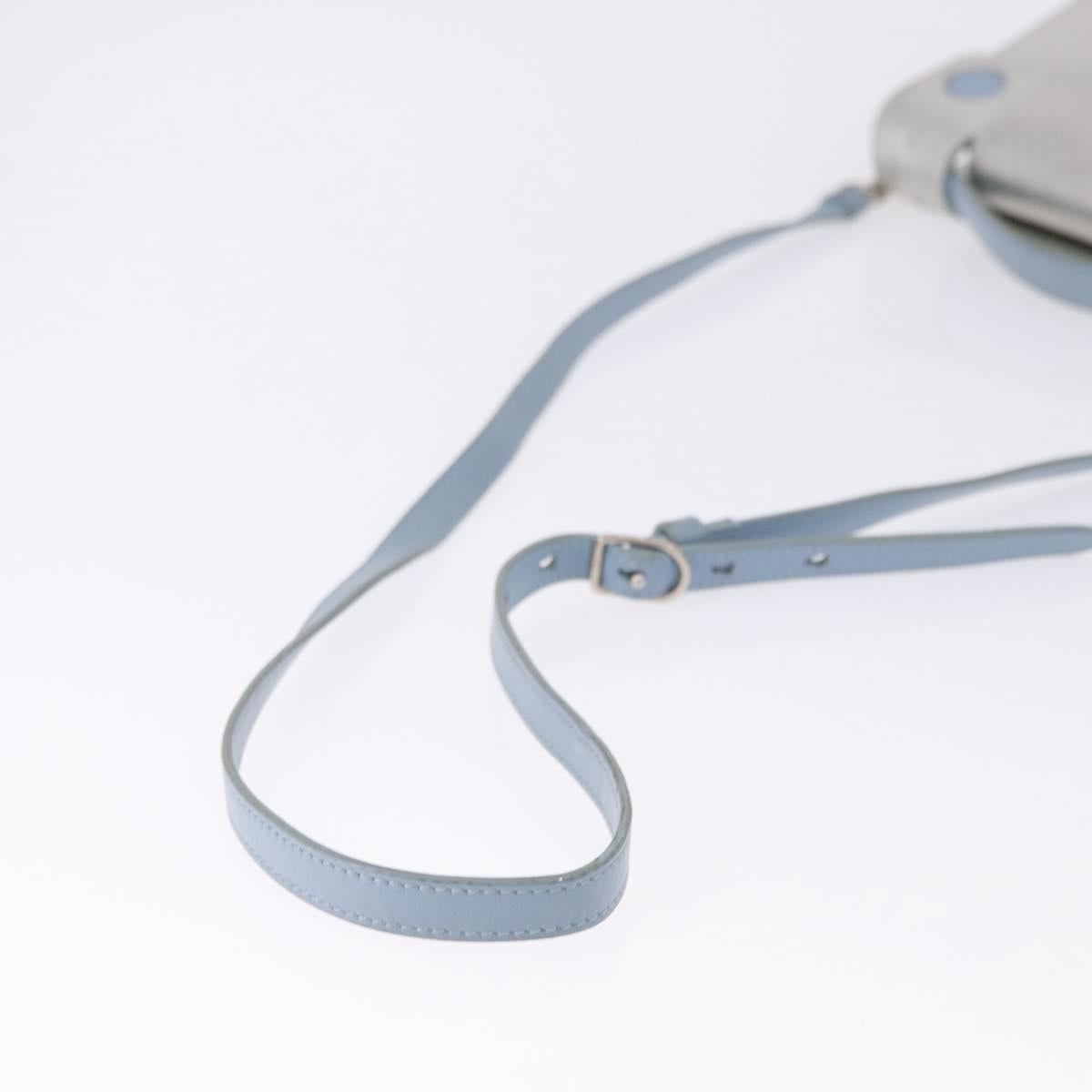 Christian Dior Hand Bag Leather 2way Silver Blue Auth 192769