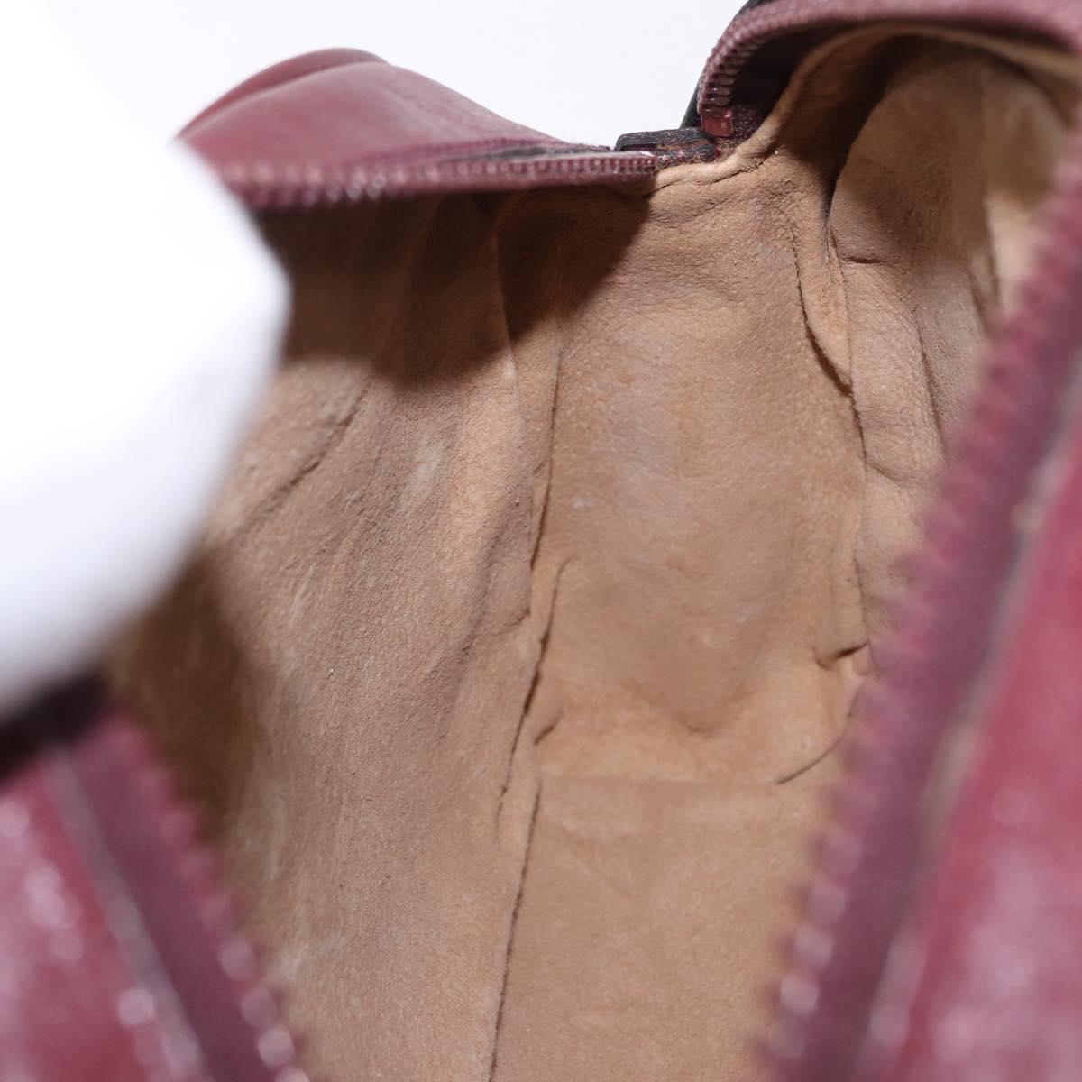 GUCCI Shoulder Bag Suede Bordeaux Gold Tone Auth 192771