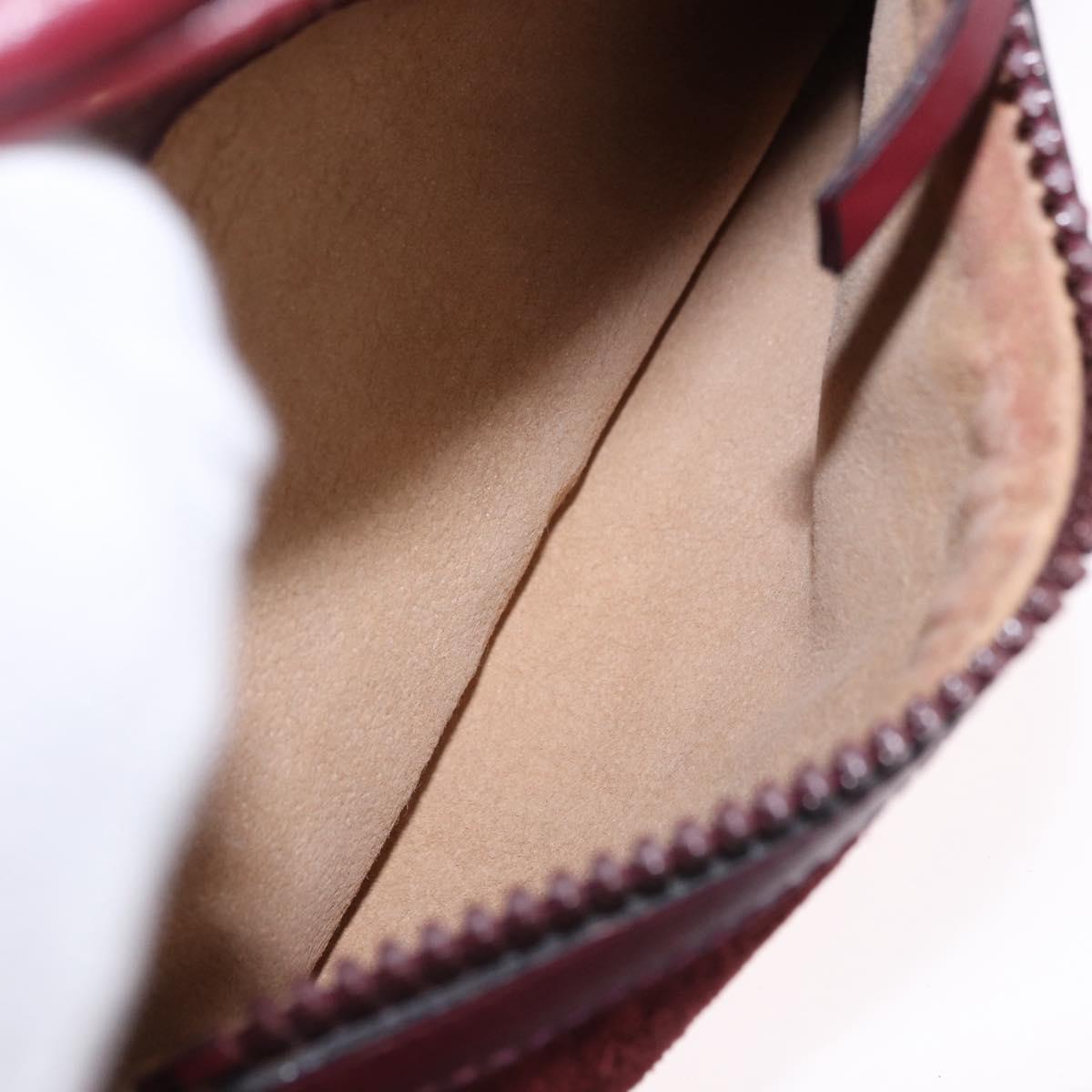 GUCCI Shoulder Bag Suede Bordeaux Gold Tone Auth 192771