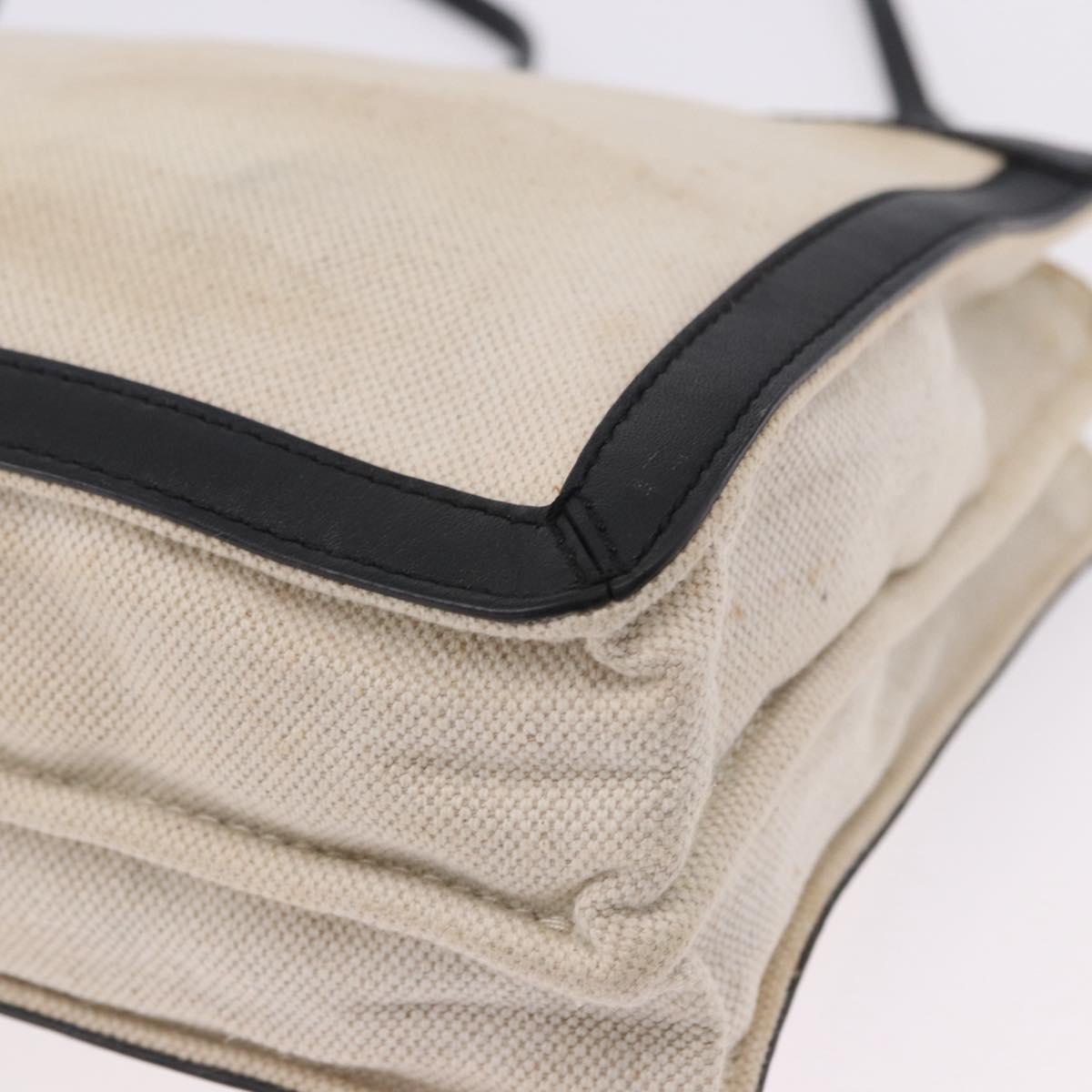 BALENCIAGA Navy Pochette Shoulder Bag Canvas Ivory Black 339937 Auth 192772