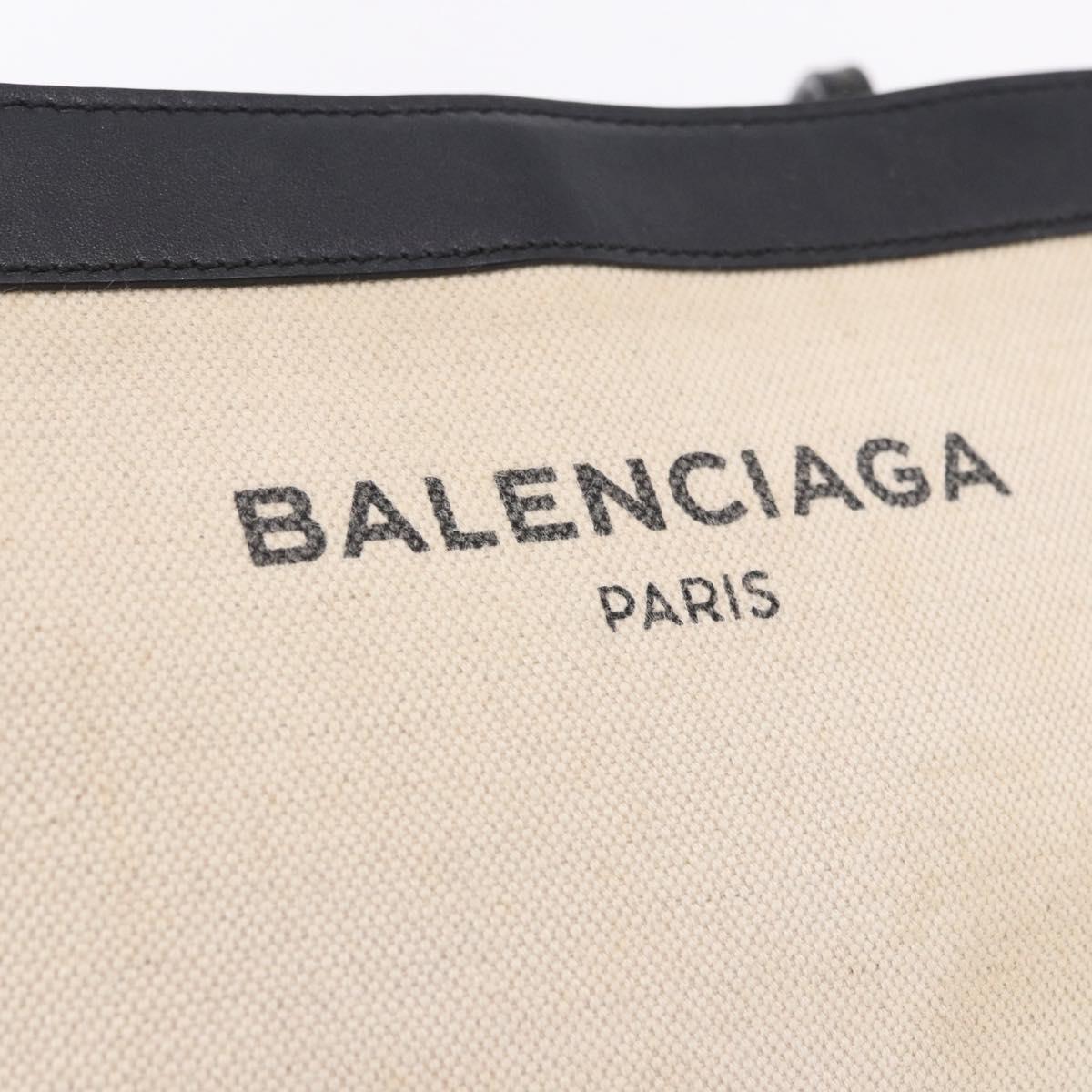 BALENCIAGA Navy Pochette Shoulder Bag Canvas Ivory Black 339937 Auth 192772