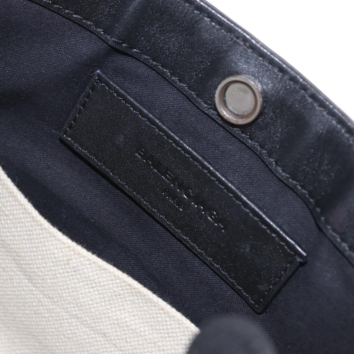 BALENCIAGA Navy Pochette Shoulder Bag Canvas Ivory Black 339937 Auth 192772