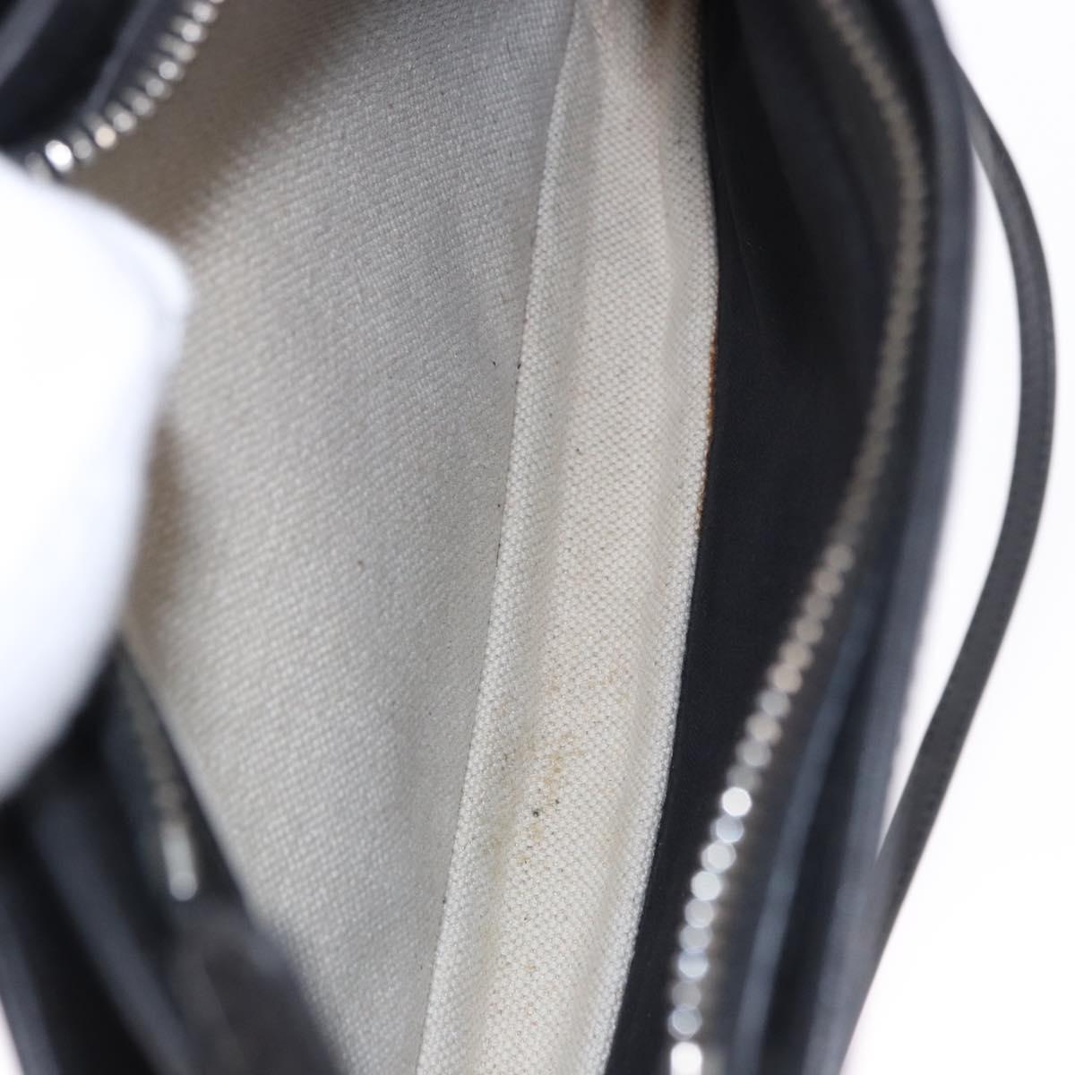 BALENCIAGA Navy Pochette Shoulder Bag Canvas Ivory Black 339937 Auth 192772