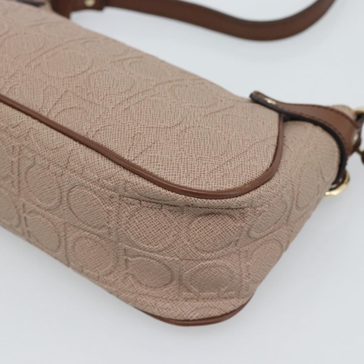 Salvatore Ferragamo Gancini Accessory Pouch Canvas Pink Gold Tone Auth 192778A