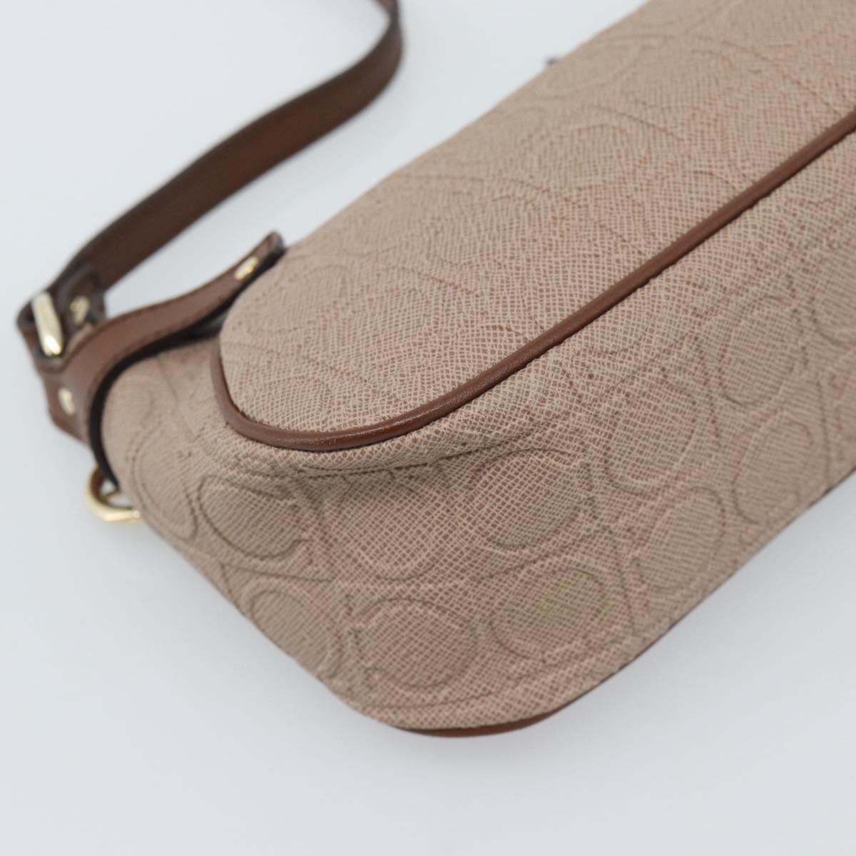 Salvatore Ferragamo Gancini Accessory Pouch Canvas Pink Gold Tone Auth 192778A