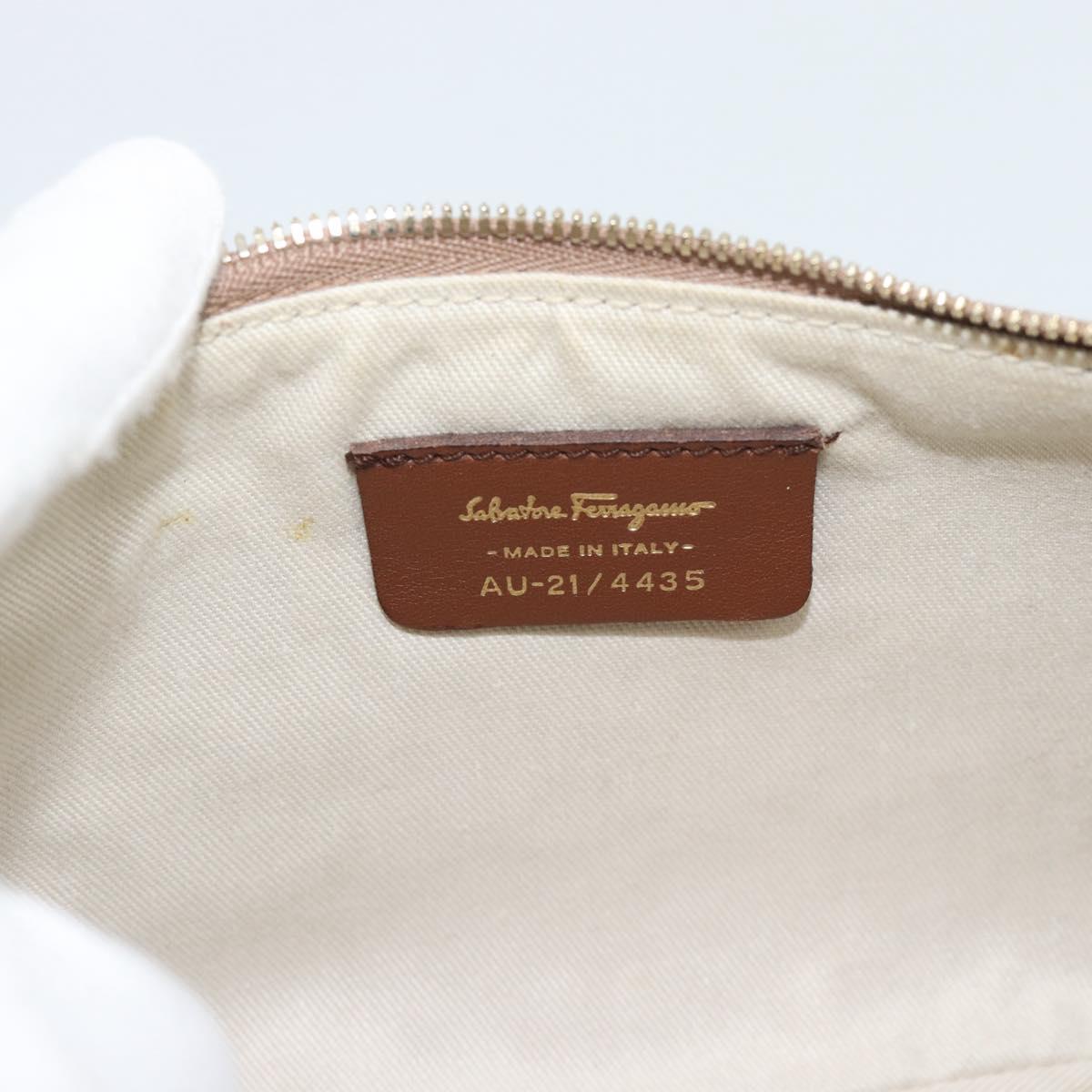 Salvatore Ferragamo Gancini Accessory Pouch Canvas Pink Gold Tone Auth 192778A
