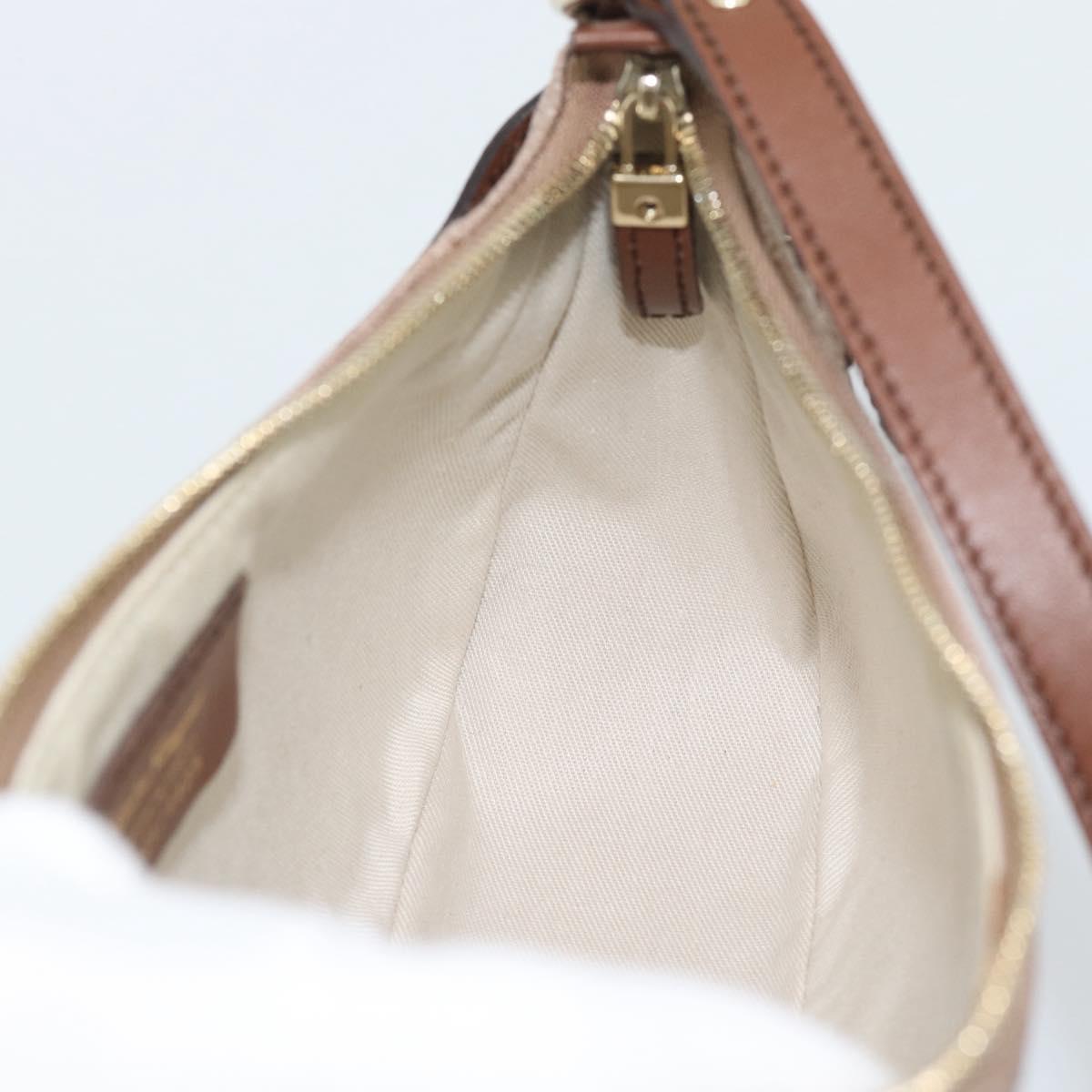 Salvatore Ferragamo Gancini Accessory Pouch Canvas Pink Gold Tone Auth 192778A