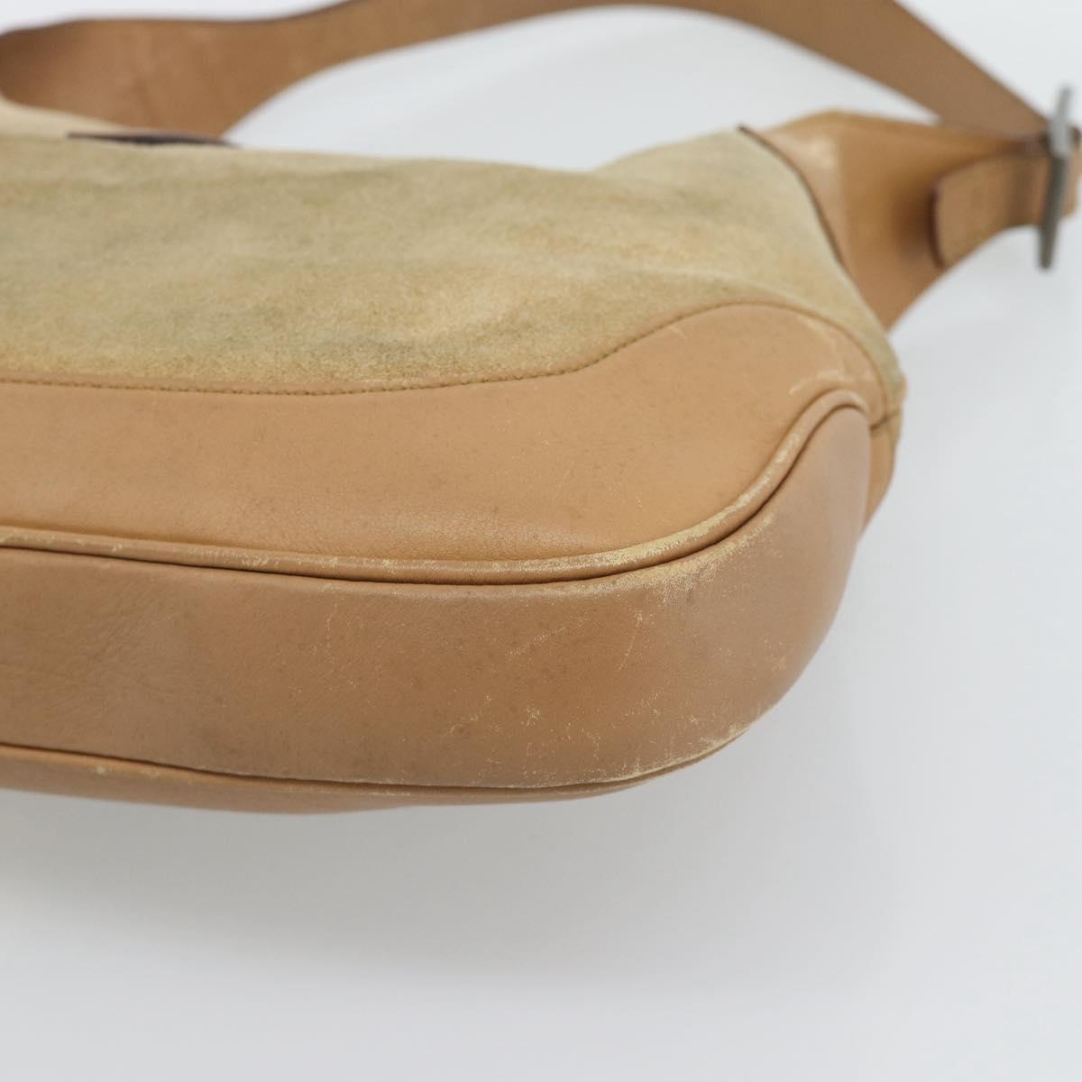 GUCCI Jackie Shoulder Bag Suede Brown Silver 001.3306 Auth 192781