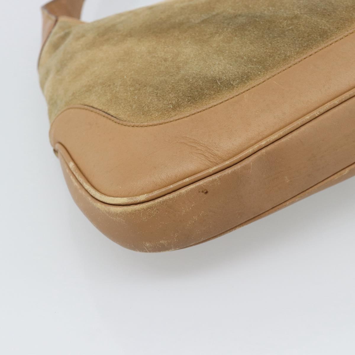 GUCCI Jackie Shoulder Bag Suede Brown Silver 001.3306 Auth 192781