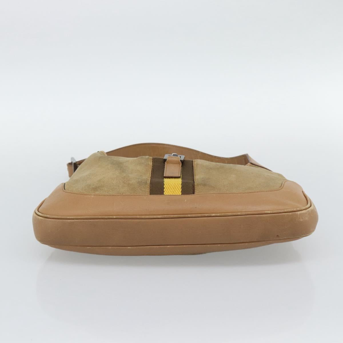 GUCCI Jackie Shoulder Bag Suede Brown Silver 001.3306 Auth 192781