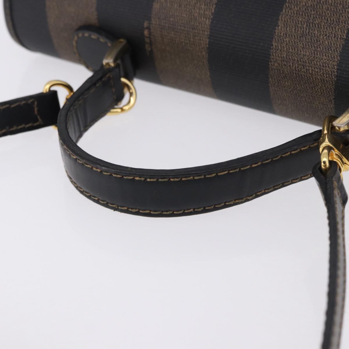 FENDI Pecan Hand Bag PVC Leather 2way Brown Gold Tone Auth 192783A