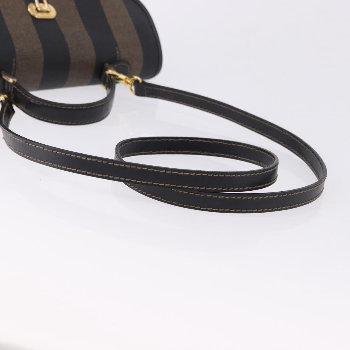 FENDI Pecan Hand Bag PVC Leather 2way Brown Gold Tone Auth 192783A