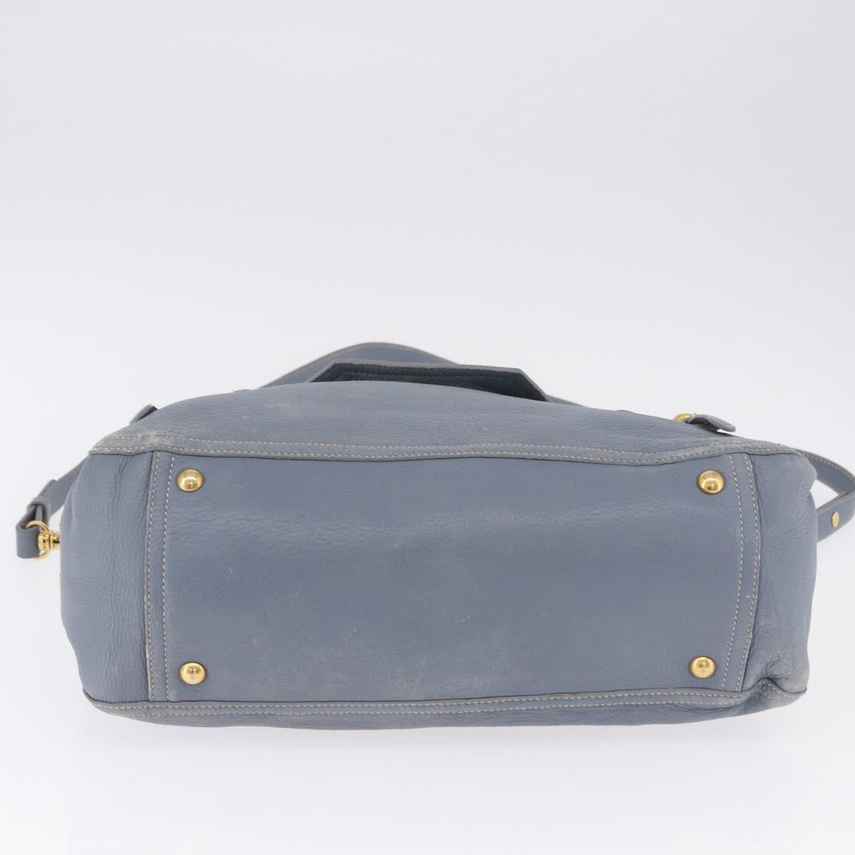Miu Miu Hand Bag Leather 2way Light Blue Gold Tone Auth 192784A