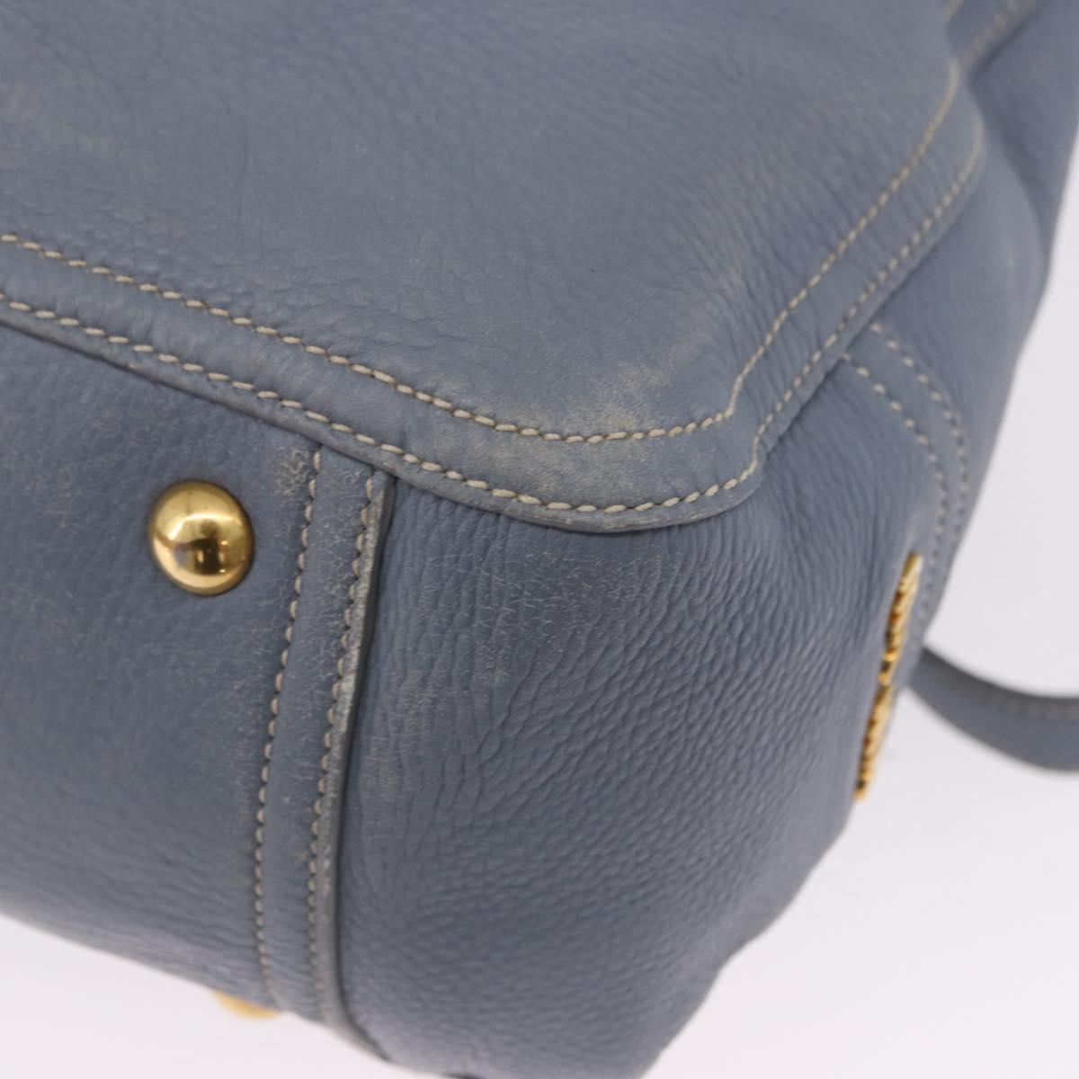 Miu Miu Hand Bag Leather 2way Light Blue Gold Tone Auth 192784A
