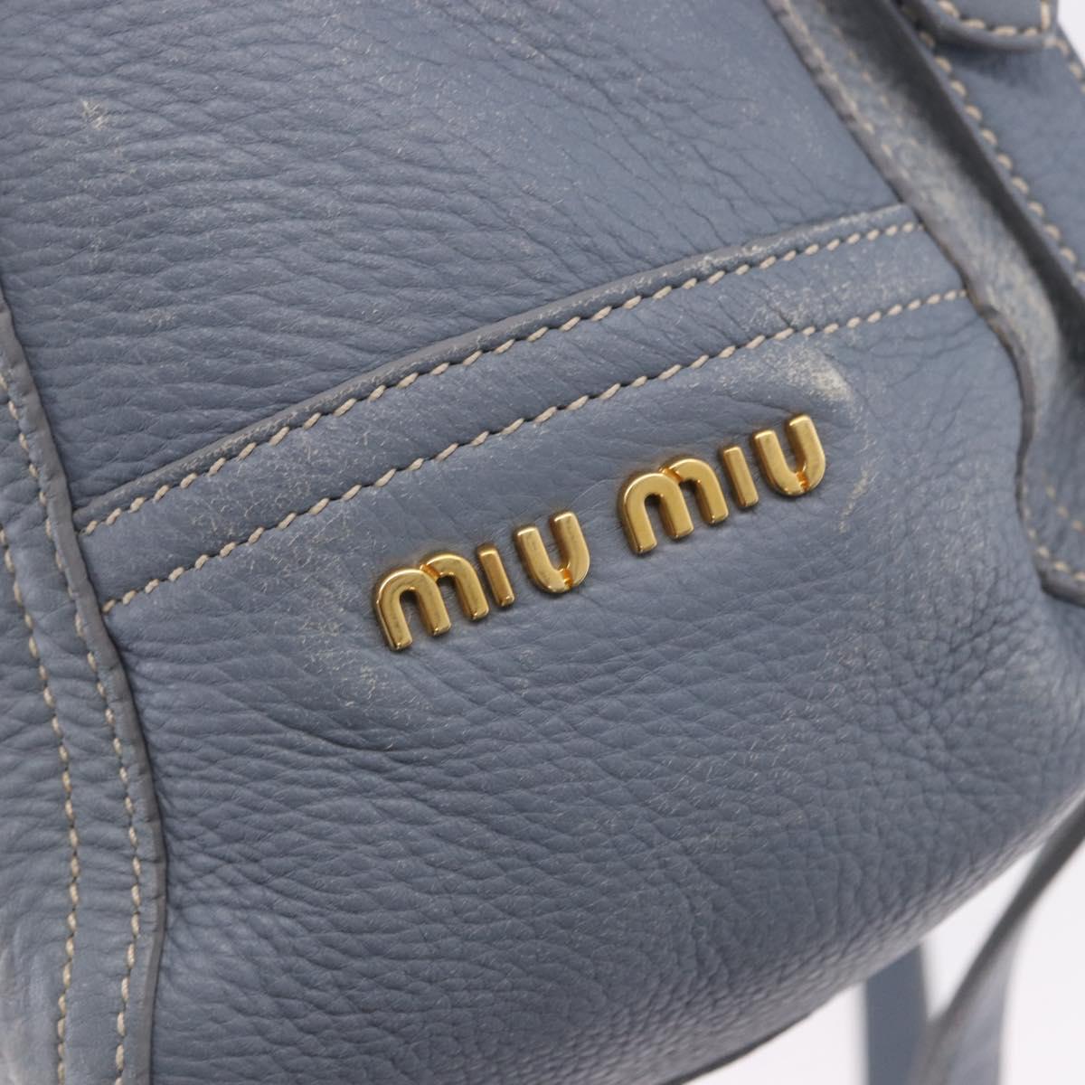 Miu Miu Hand Bag Leather 2way Light Blue Gold Tone Auth 192784A