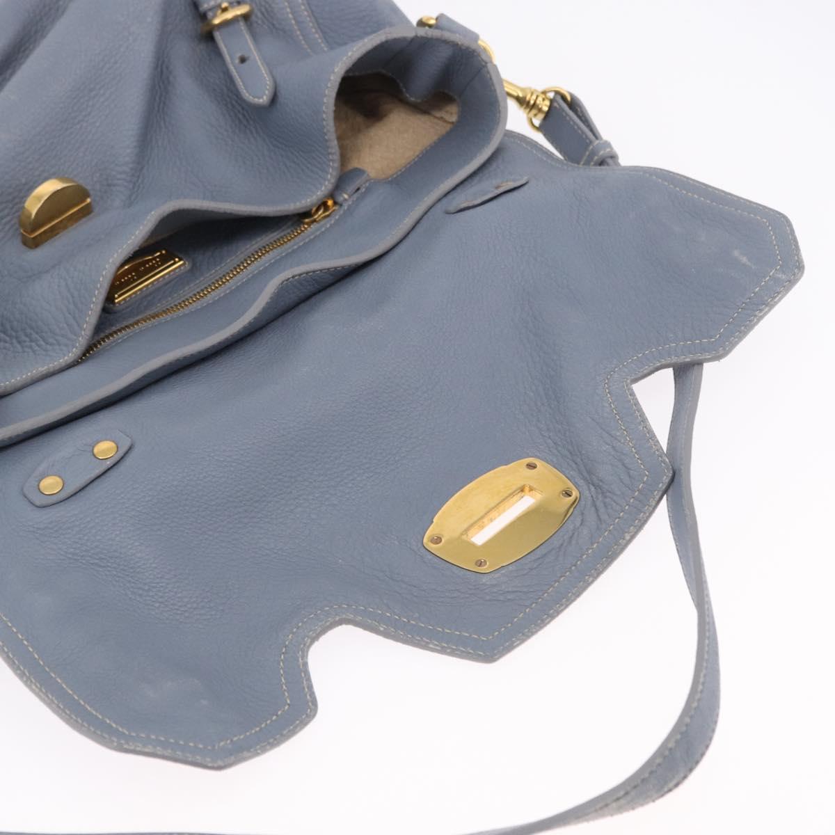 Miu Miu Hand Bag Leather 2way Light Blue Gold Tone Auth 192784A