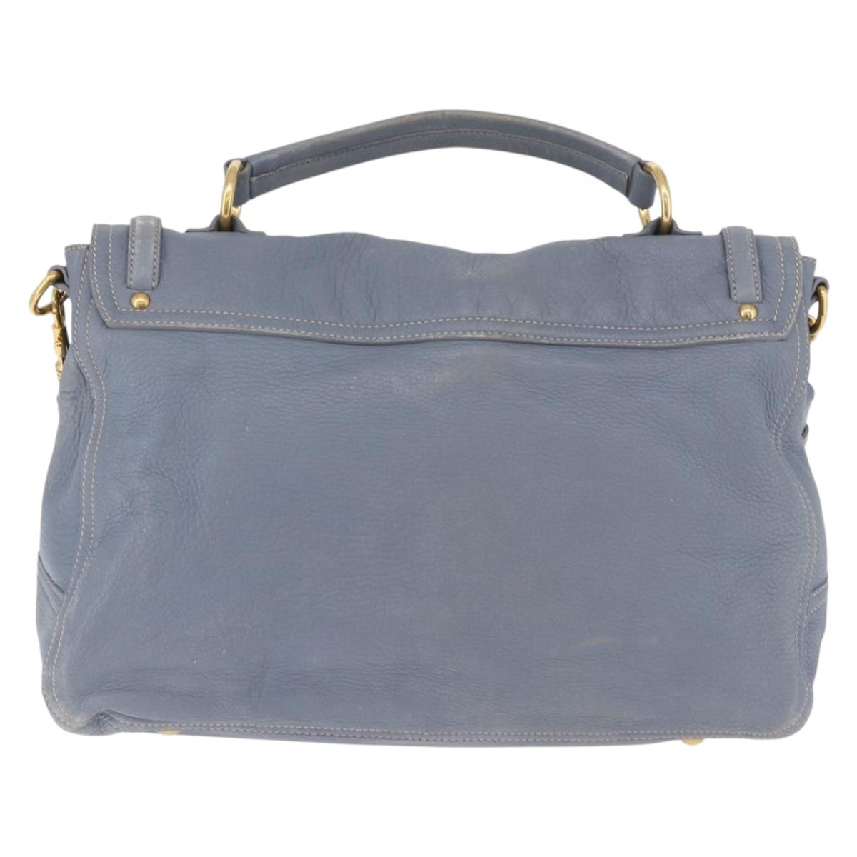 Miu Miu Hand Bag Leather 2way Light Blue Gold Tone Auth 192784A