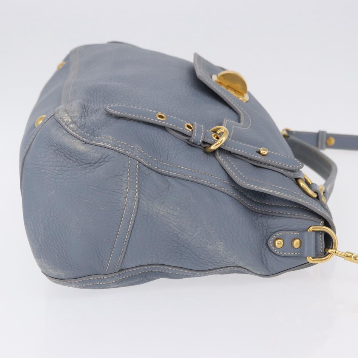 Miu Miu Hand Bag Leather 2way Light Blue Gold Tone Auth 192784A