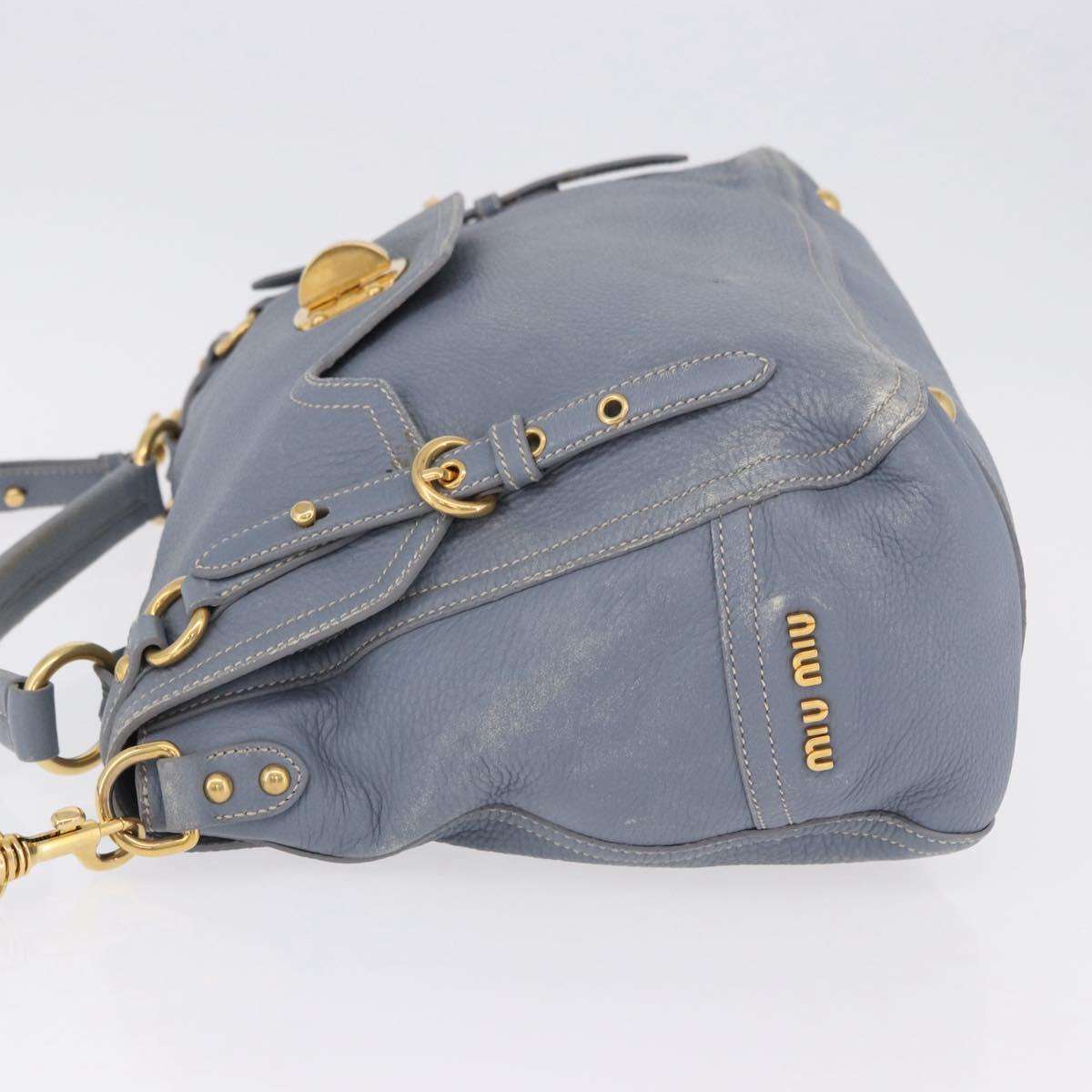 Miu Miu Hand Bag Leather 2way Light Blue Gold Tone Auth 192784A