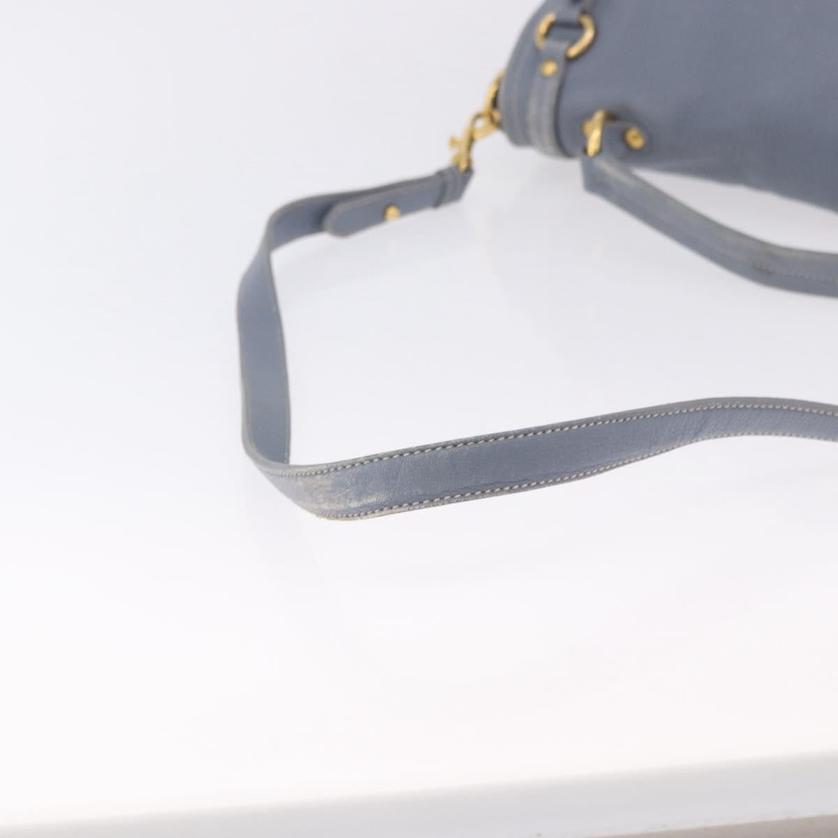 Miu Miu Hand Bag Leather 2way Light Blue Gold Tone Auth 192784A