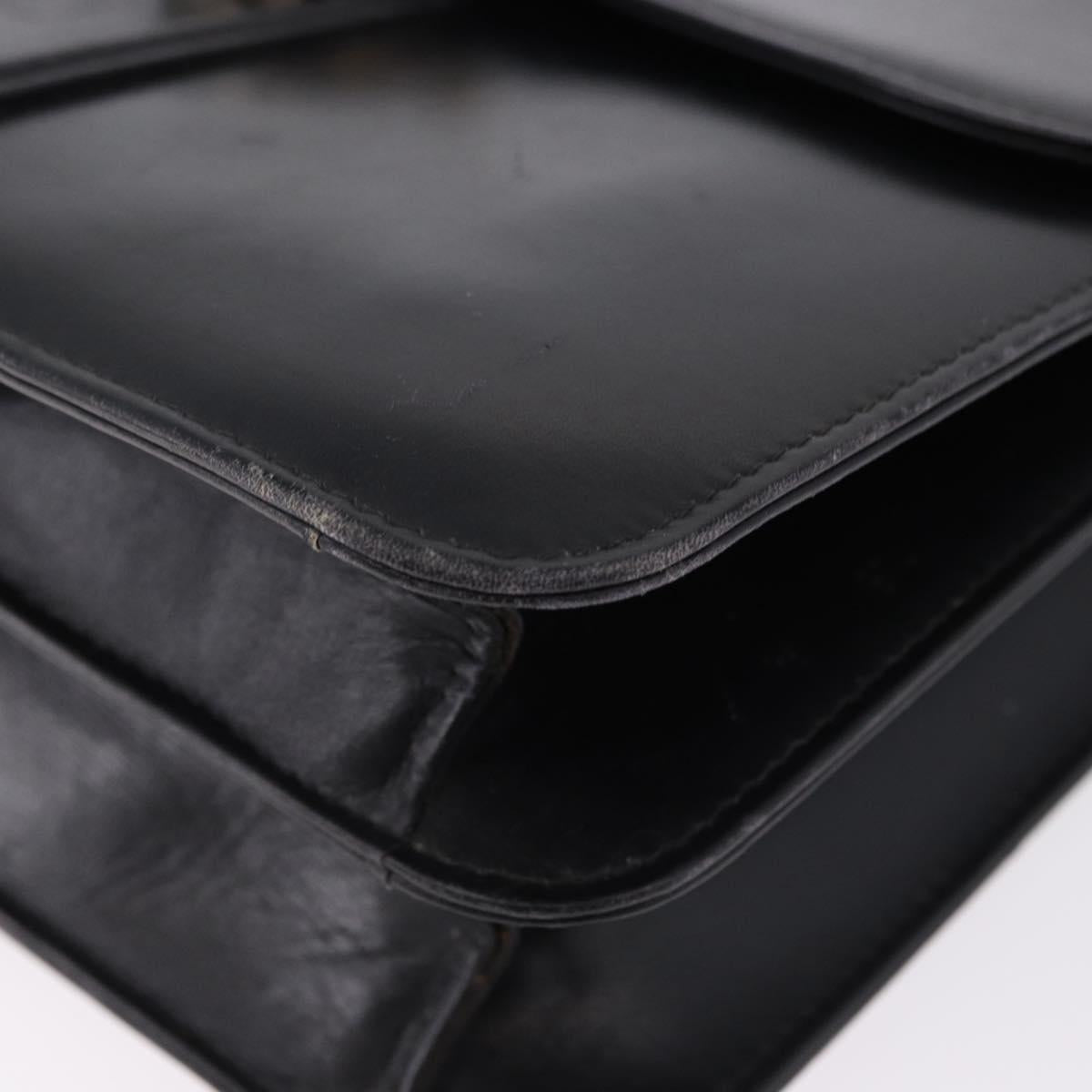 GUCCI Shoulder Bag Leather Black Gold Tone Auth 192785