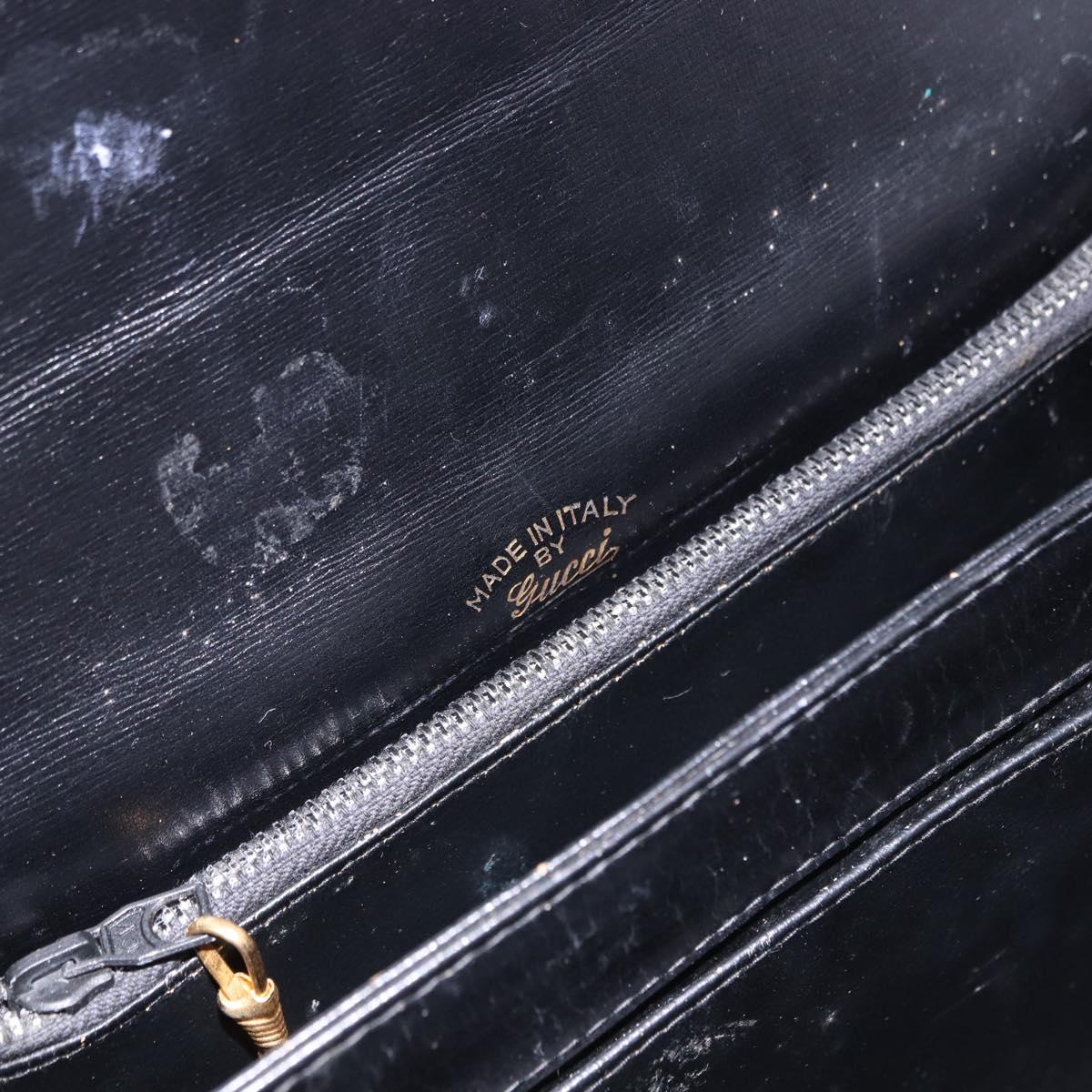 GUCCI Shoulder Bag Leather Black Gold Tone Auth 192785