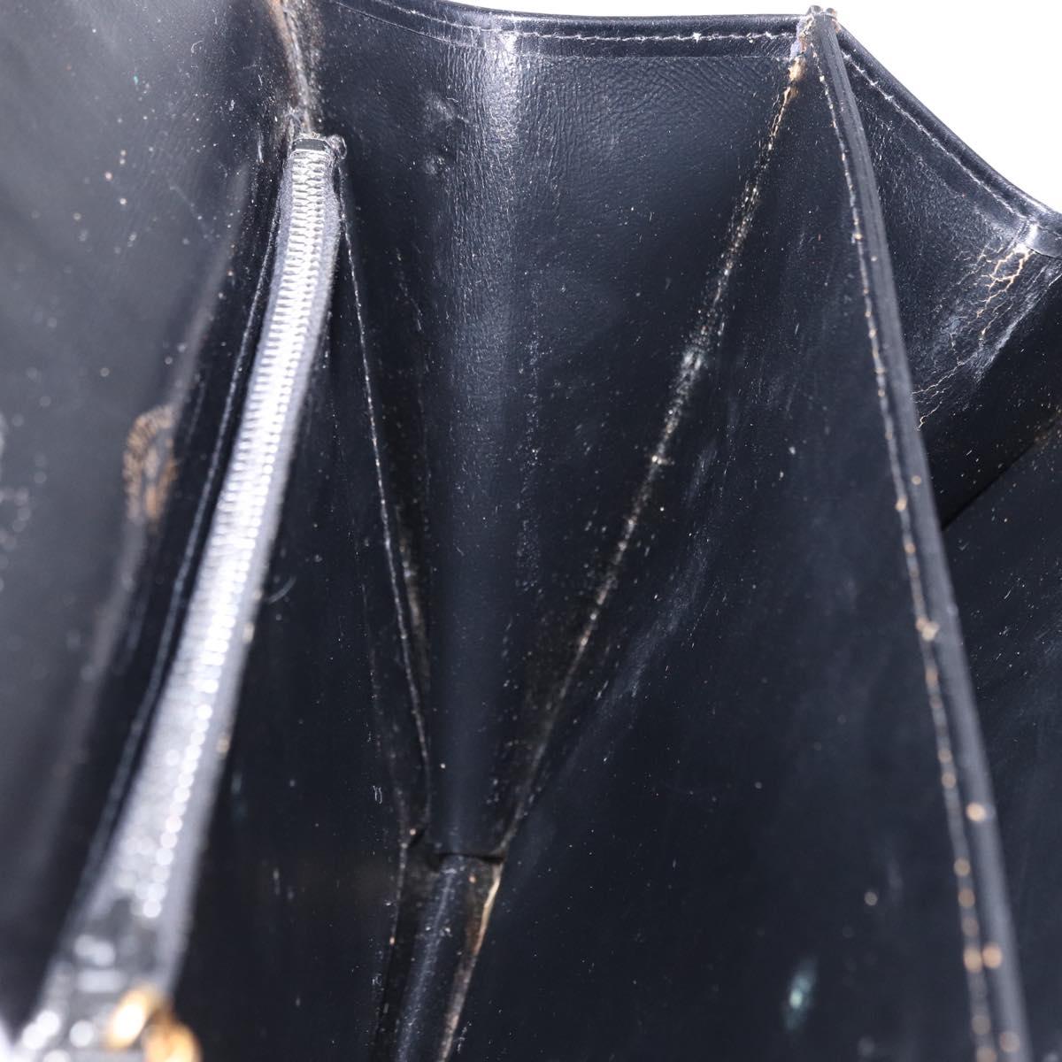 GUCCI Shoulder Bag Leather Black Gold Tone Auth 192785