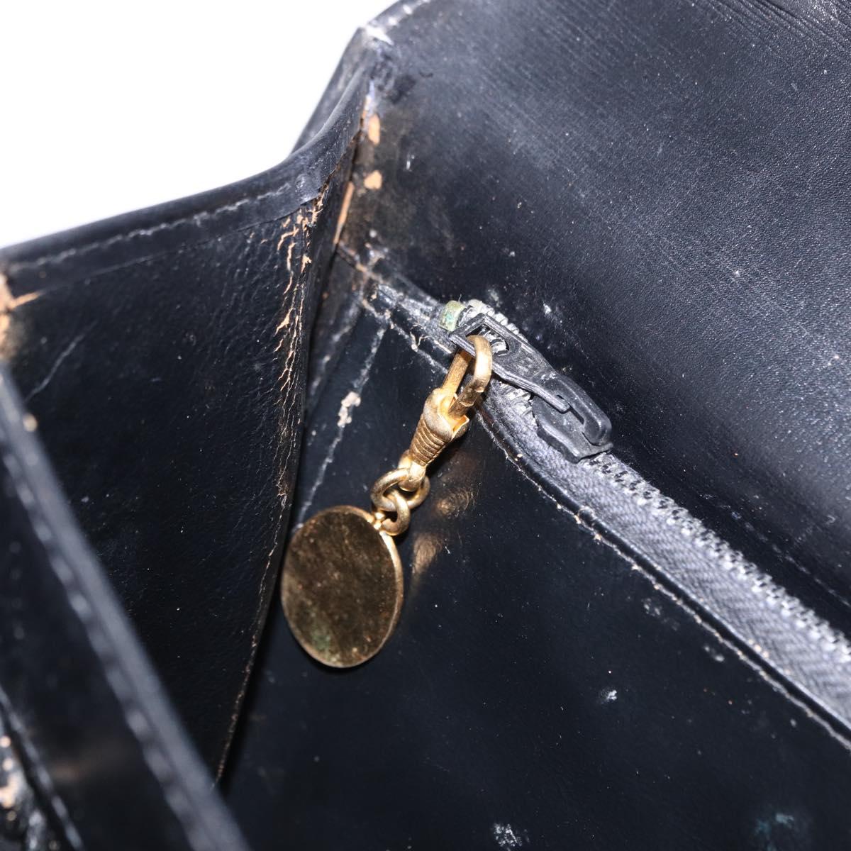 GUCCI Shoulder Bag Leather Black Gold Tone Auth 192785