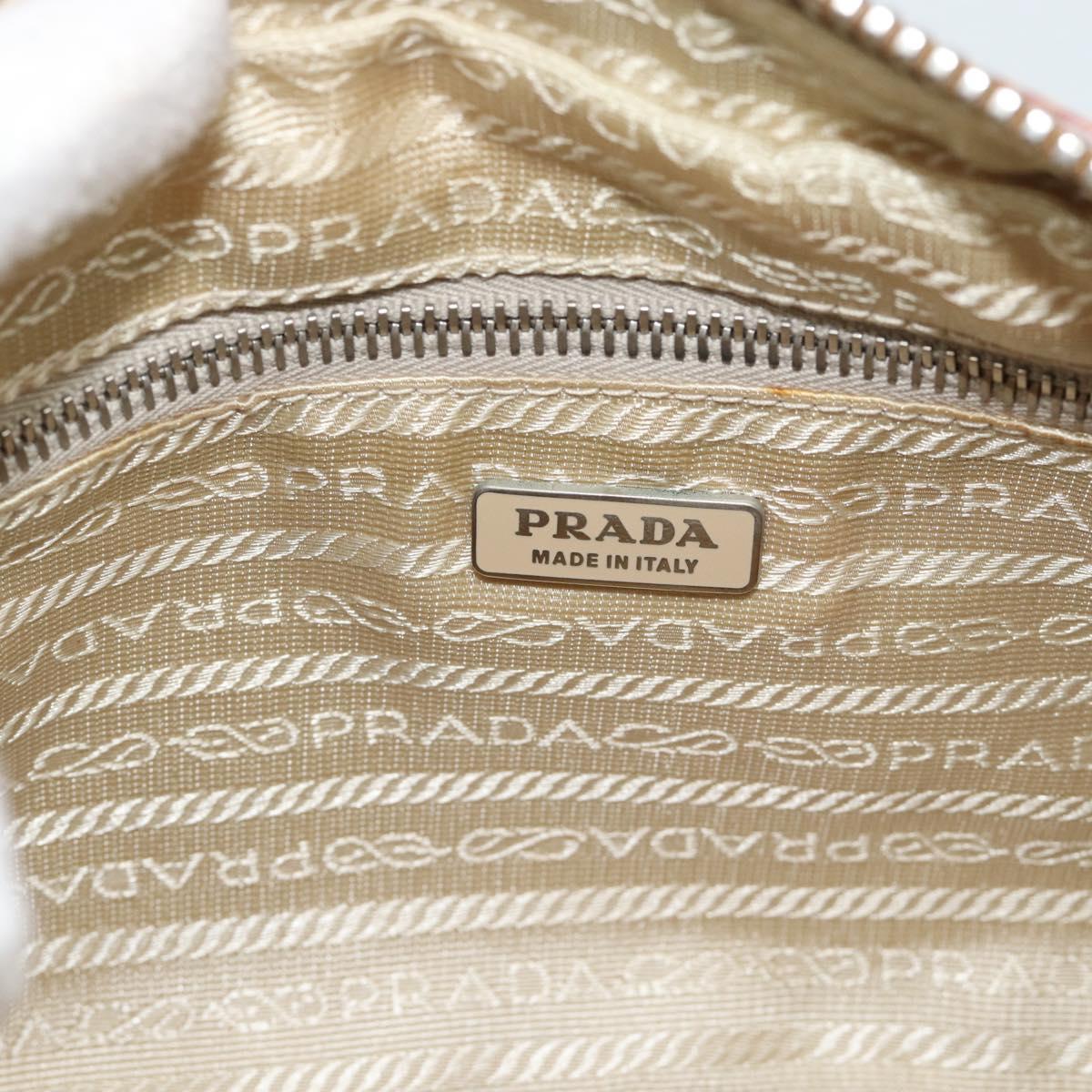 PRADA Shoulder Bag Nylon Beige Silver Auth 192786