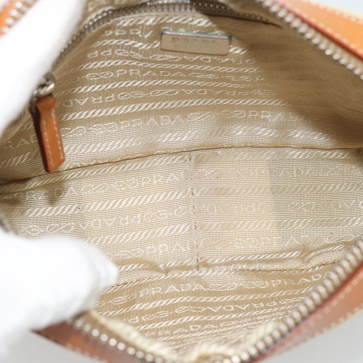 PRADA Shoulder Bag Nylon Beige Silver Auth 192786