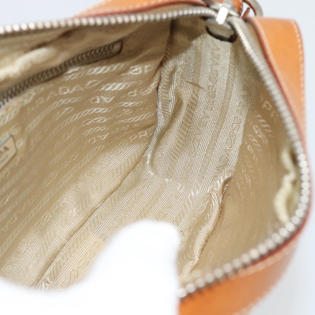 PRADA Shoulder Bag Nylon Beige Silver Auth 192786