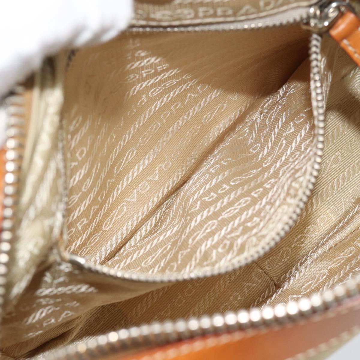 PRADA Shoulder Bag Nylon Beige Silver Auth 192786
