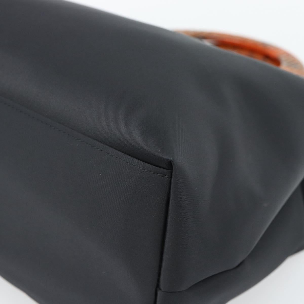 GIVENCHY Hand Bag Nylon Black Brown Auth 192788A