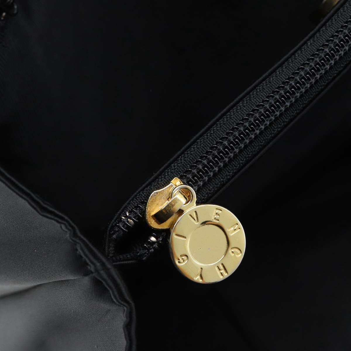 GIVENCHY Hand Bag Nylon Black Brown Auth 192788A