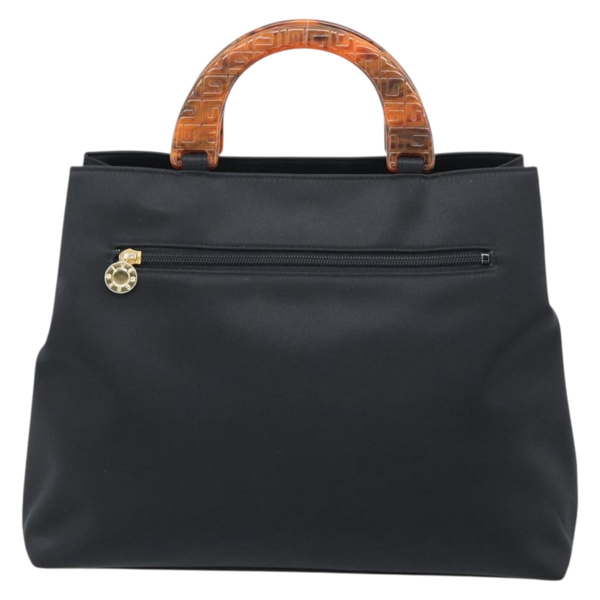 GIVENCHY Hand Bag Nylon Black Brown Auth 192788A