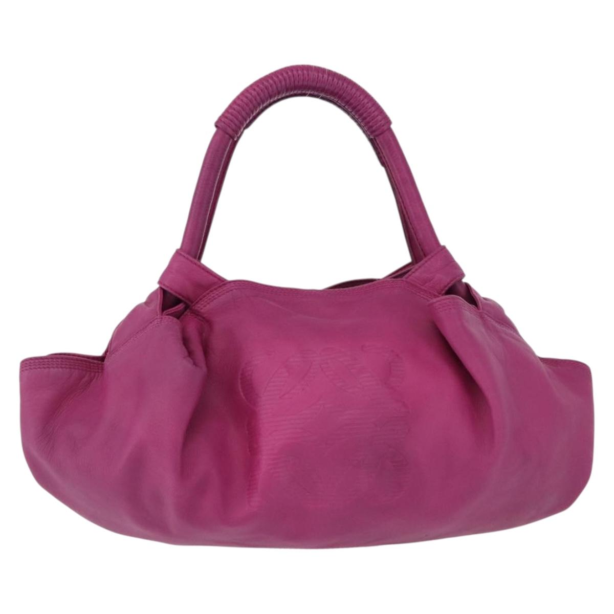 LOEWE Nappa Aire Hand Bag Leather Pink Gold Tone Auth 192793A