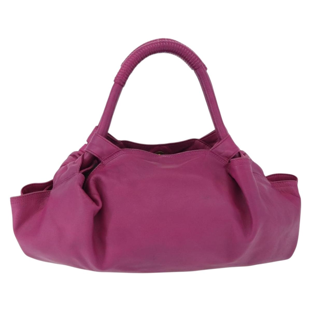 LOEWE Nappa Aire Hand Bag Leather Pink Gold Tone Auth 192793A