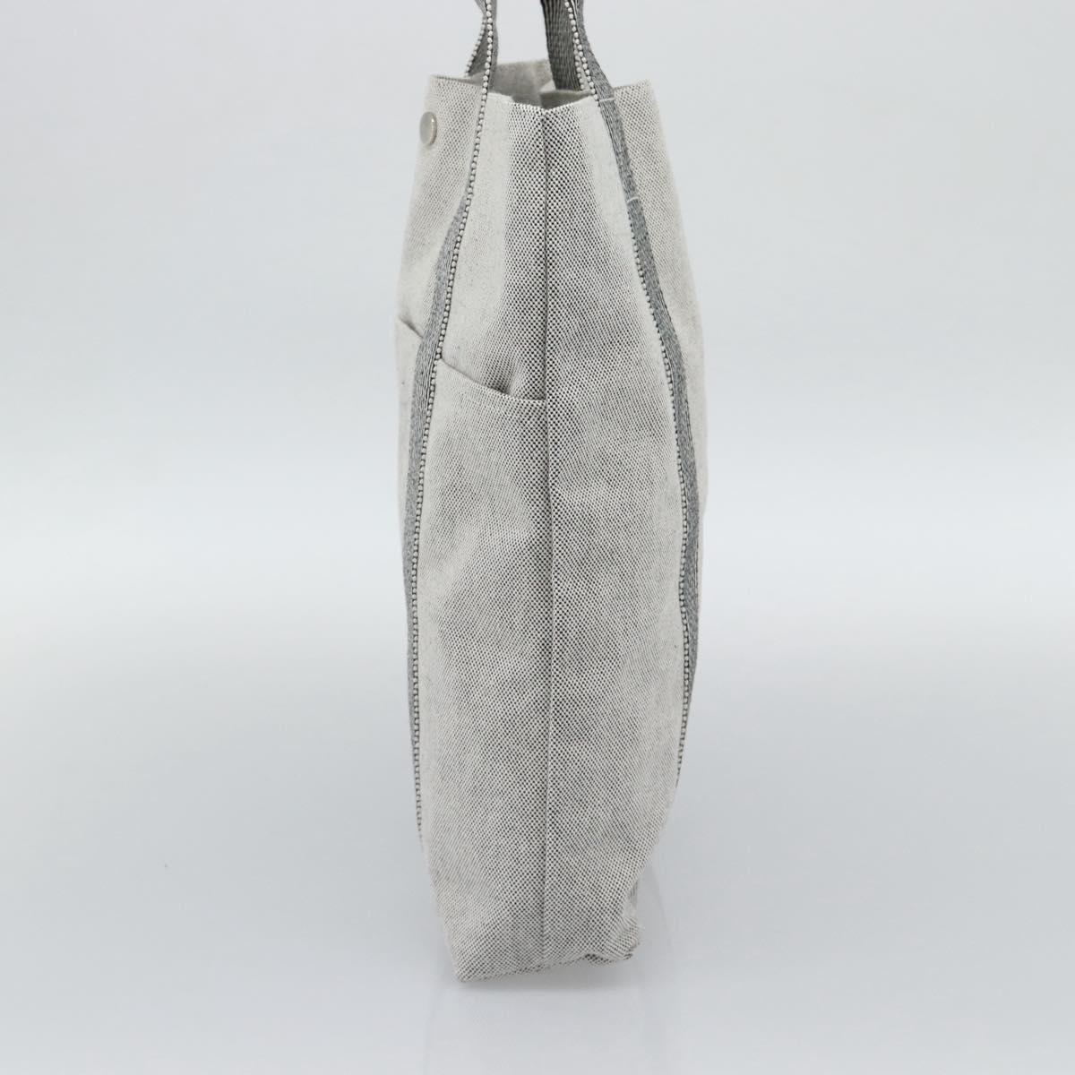 HERMES New Fourre Tout Cabas Hand Bag Canvas Gray Silver Auth 192794A