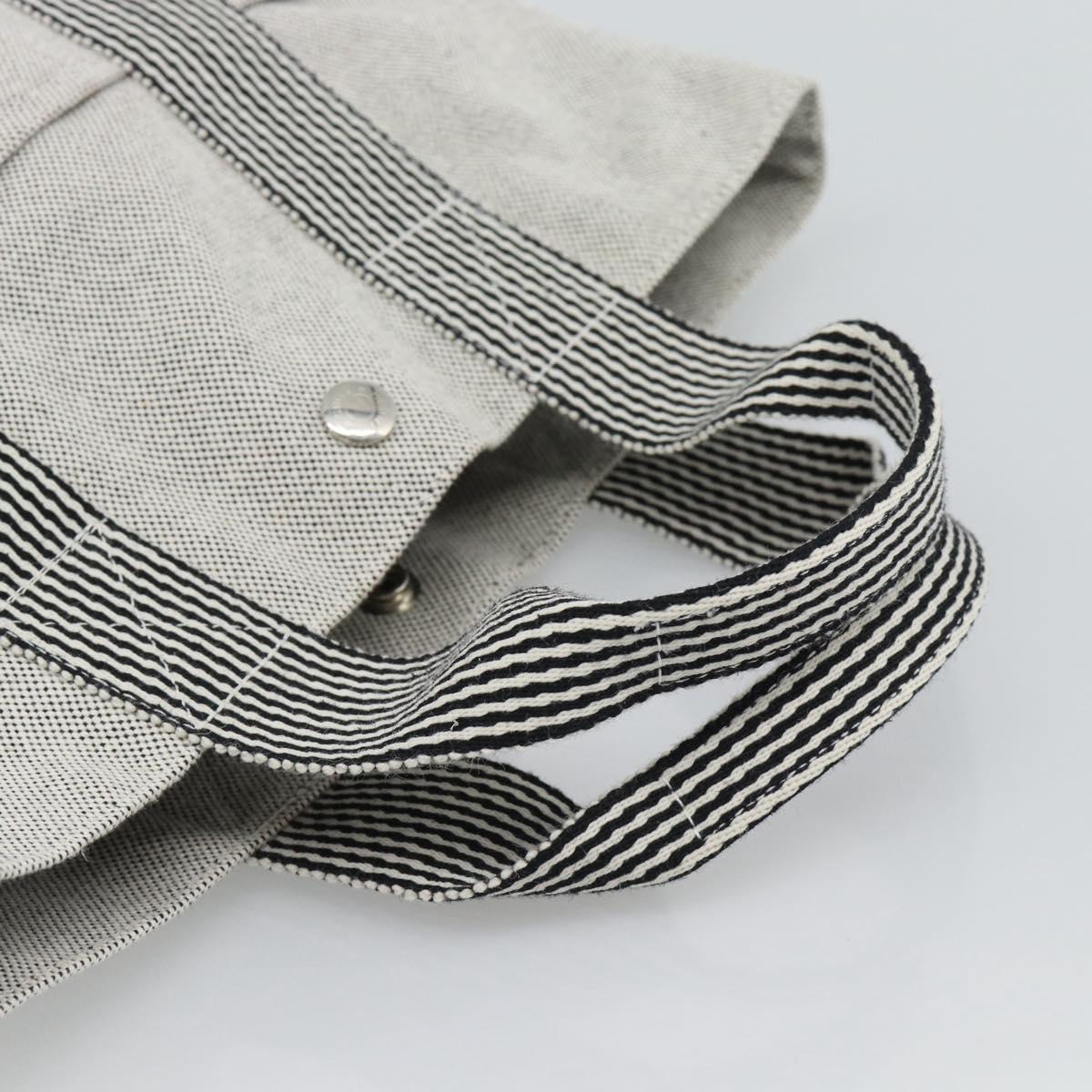 HERMES New Fourre Tout Cabas Hand Bag Canvas Gray Silver Auth 192794A
