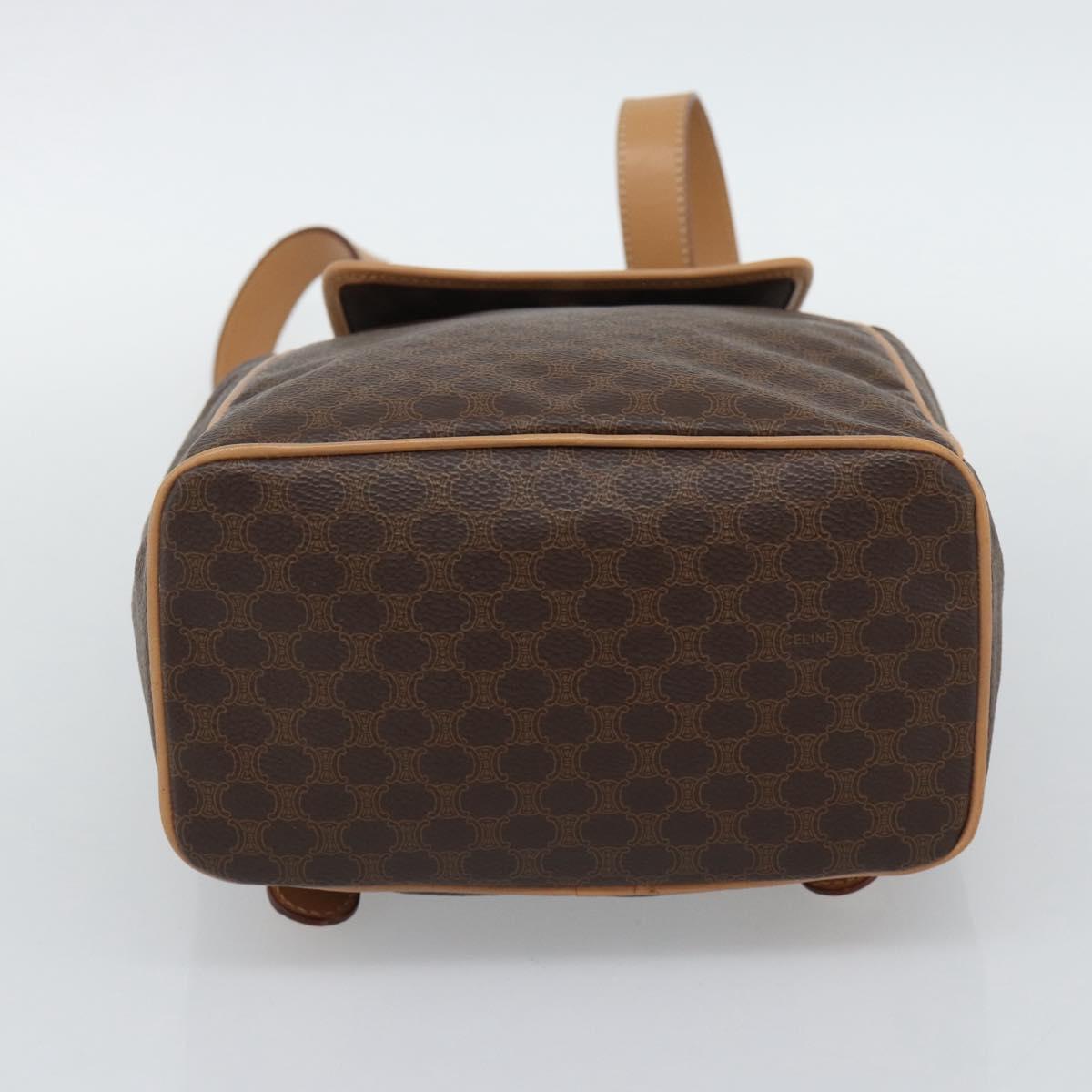 CELINE Macadam Backpack PVC Leather Brown Gold Tone Auth 192796A