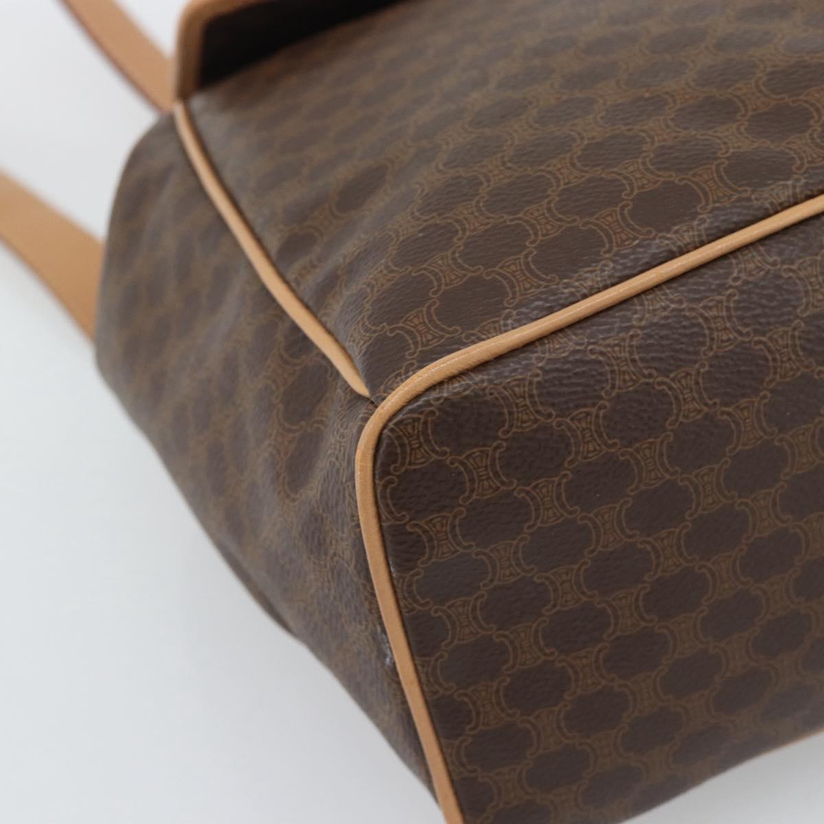 CELINE Macadam Backpack PVC Leather Brown Gold Tone Auth 192796A