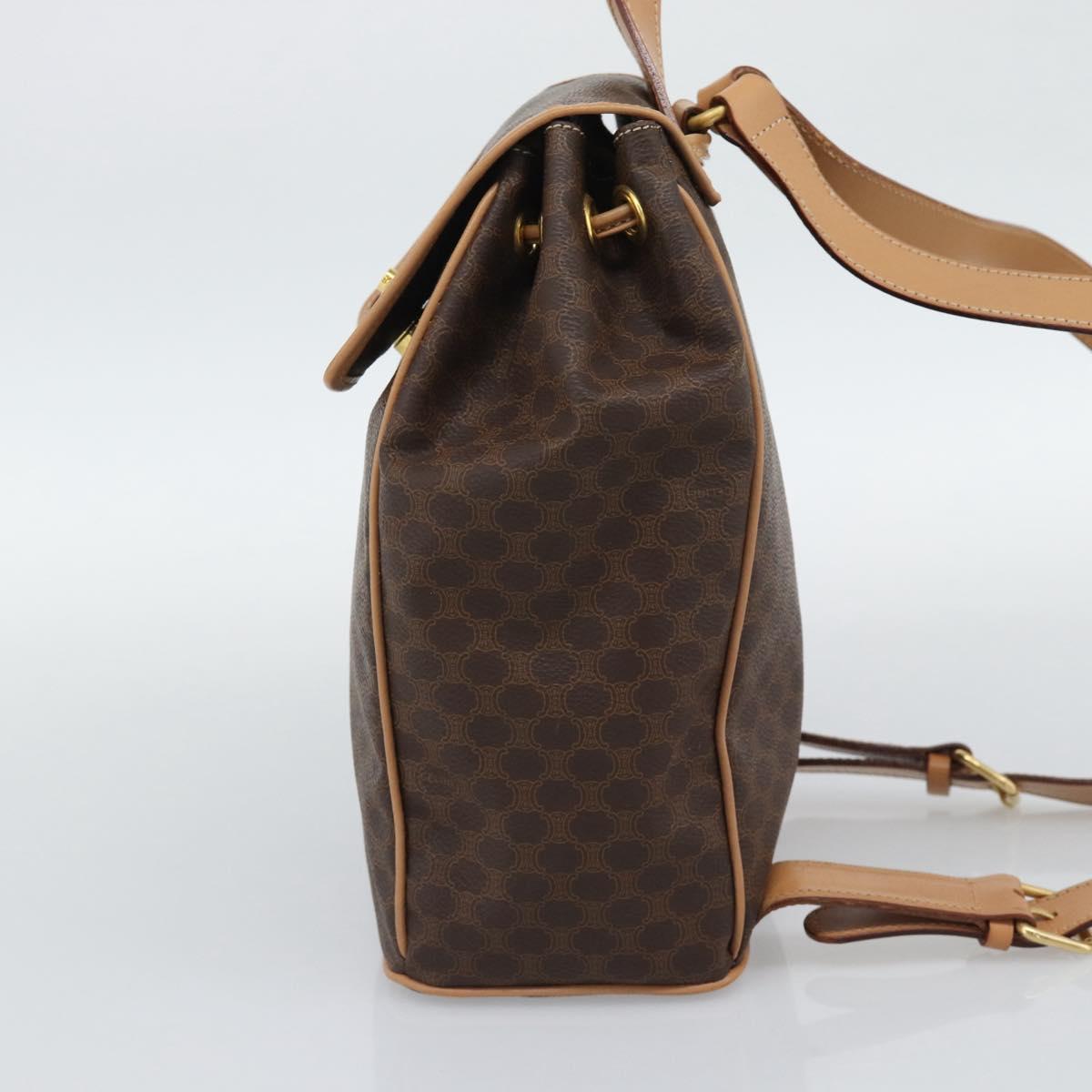 CELINE Macadam Backpack PVC Leather Brown Gold Tone Auth 192796A