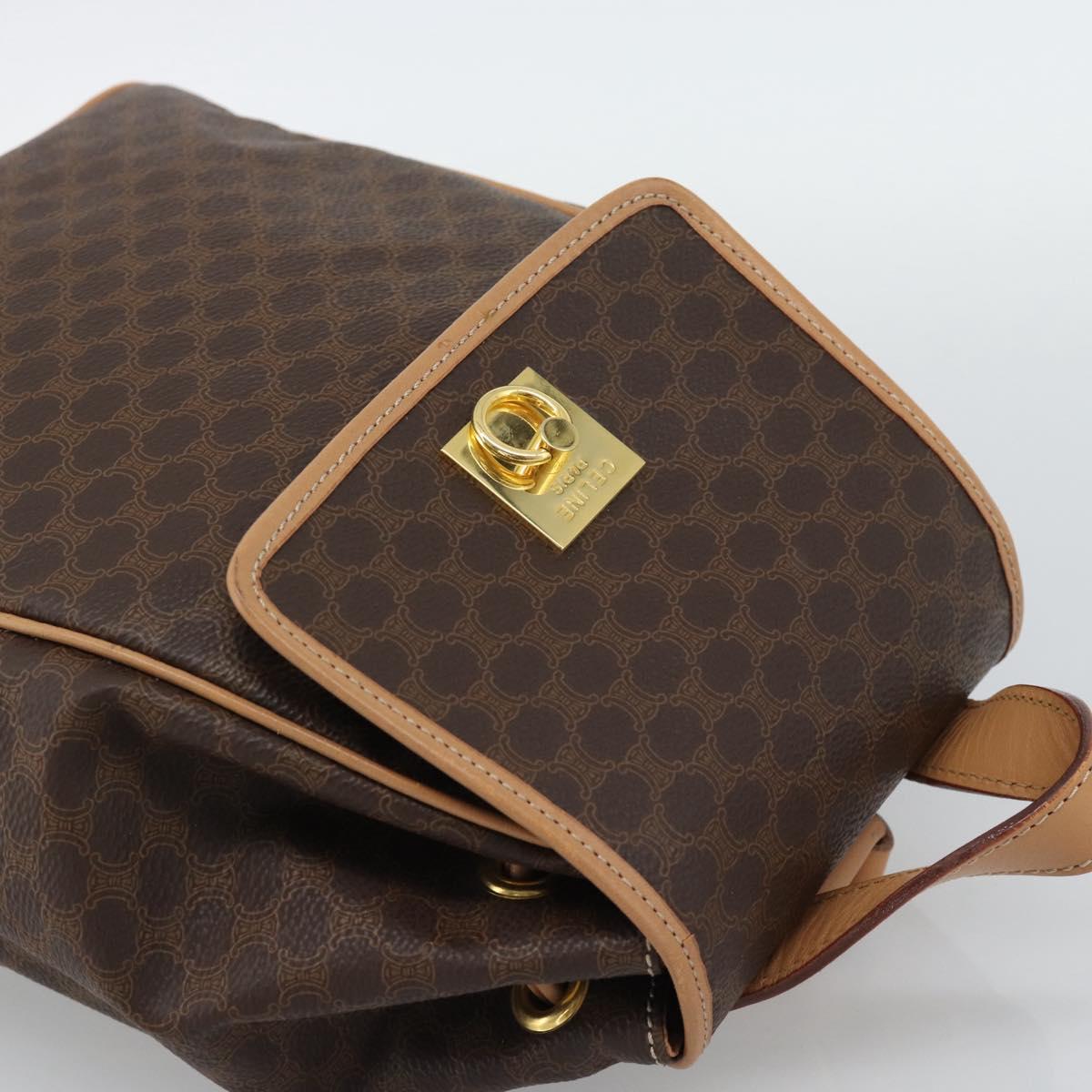 CELINE Macadam Backpack PVC Leather Brown Gold Tone Auth 192796A