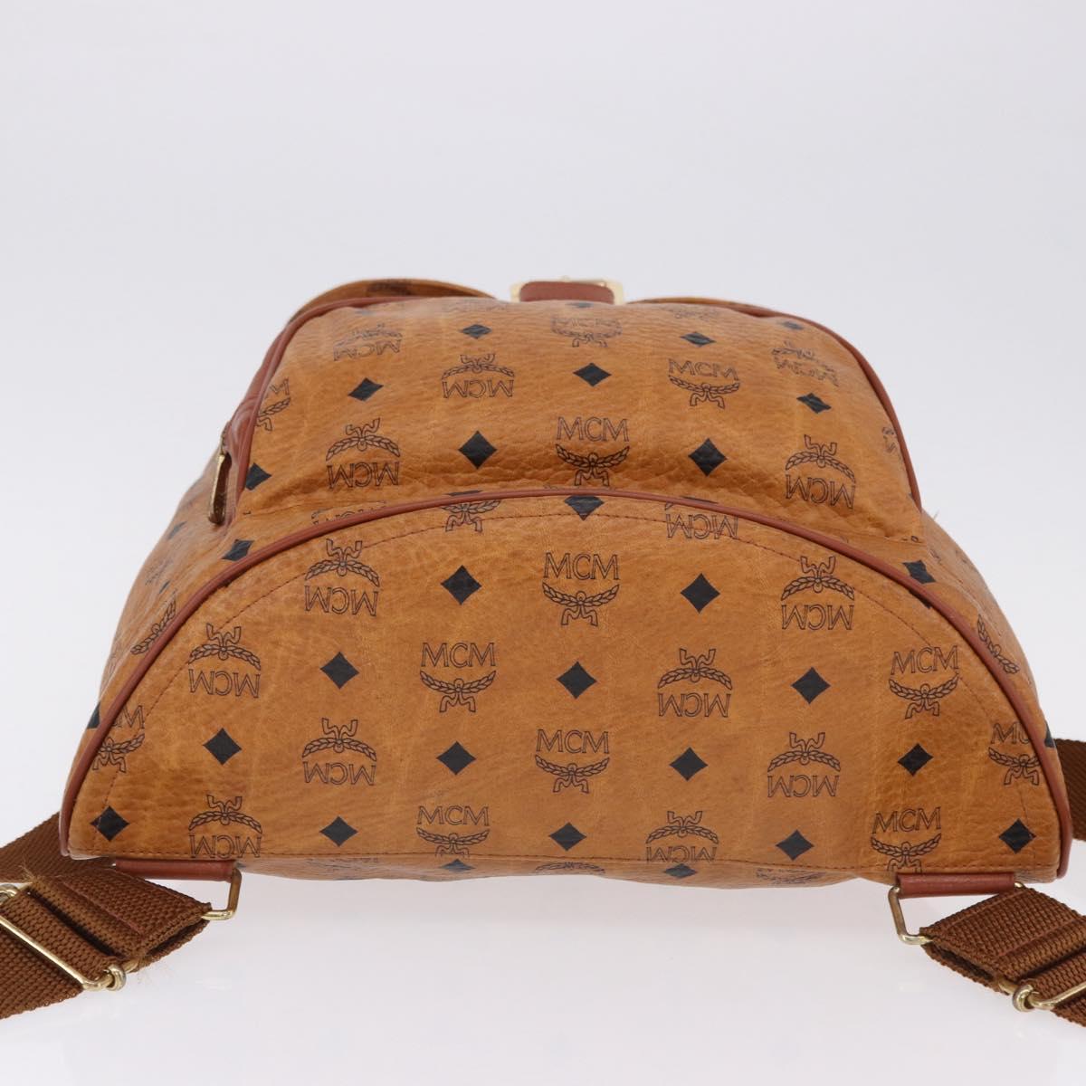 MCM Vicetos Backpack PVC Leather Brown Gold Tone Auth 192800A