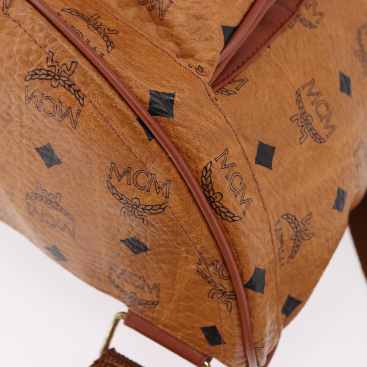 MCM Vicetos Backpack PVC Leather Brown Gold Tone Auth 192800A