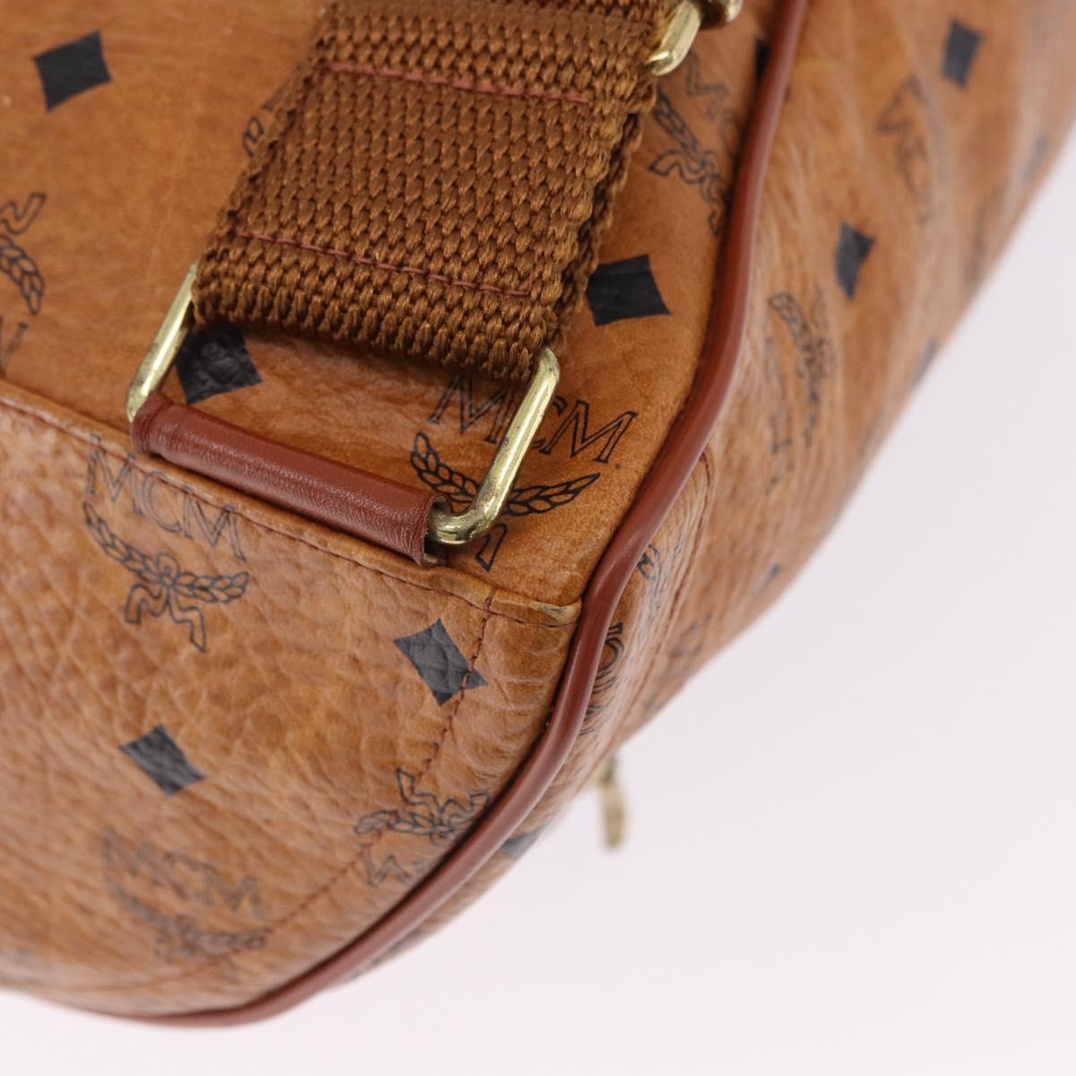 MCM Vicetos Backpack PVC Leather Brown Gold Tone Auth 192800A
