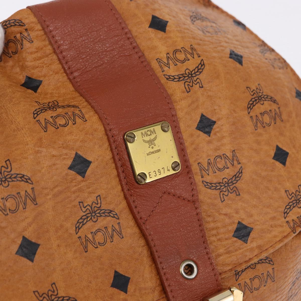 MCM Vicetos Backpack PVC Leather Brown Gold Tone Auth 192800A