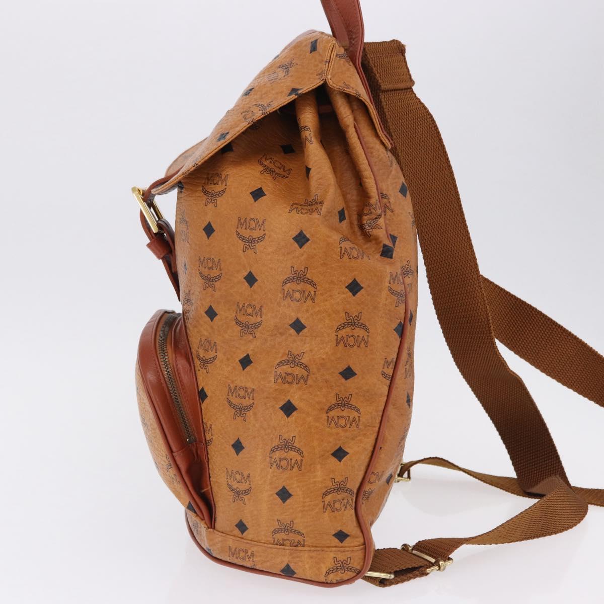 MCM Vicetos Backpack PVC Leather Brown Gold Tone Auth 192800A