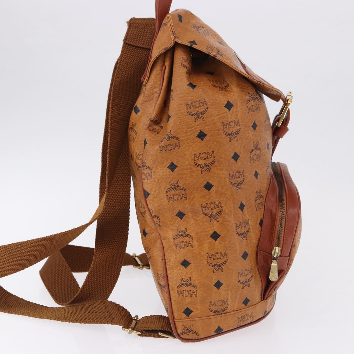 MCM Vicetos Backpack PVC Leather Brown Gold Tone Auth 192800A