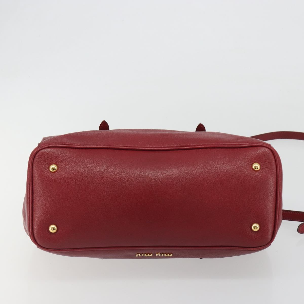 Miu Miu Hand Bag Leather 2way Red Gold Tone Auth 192802A